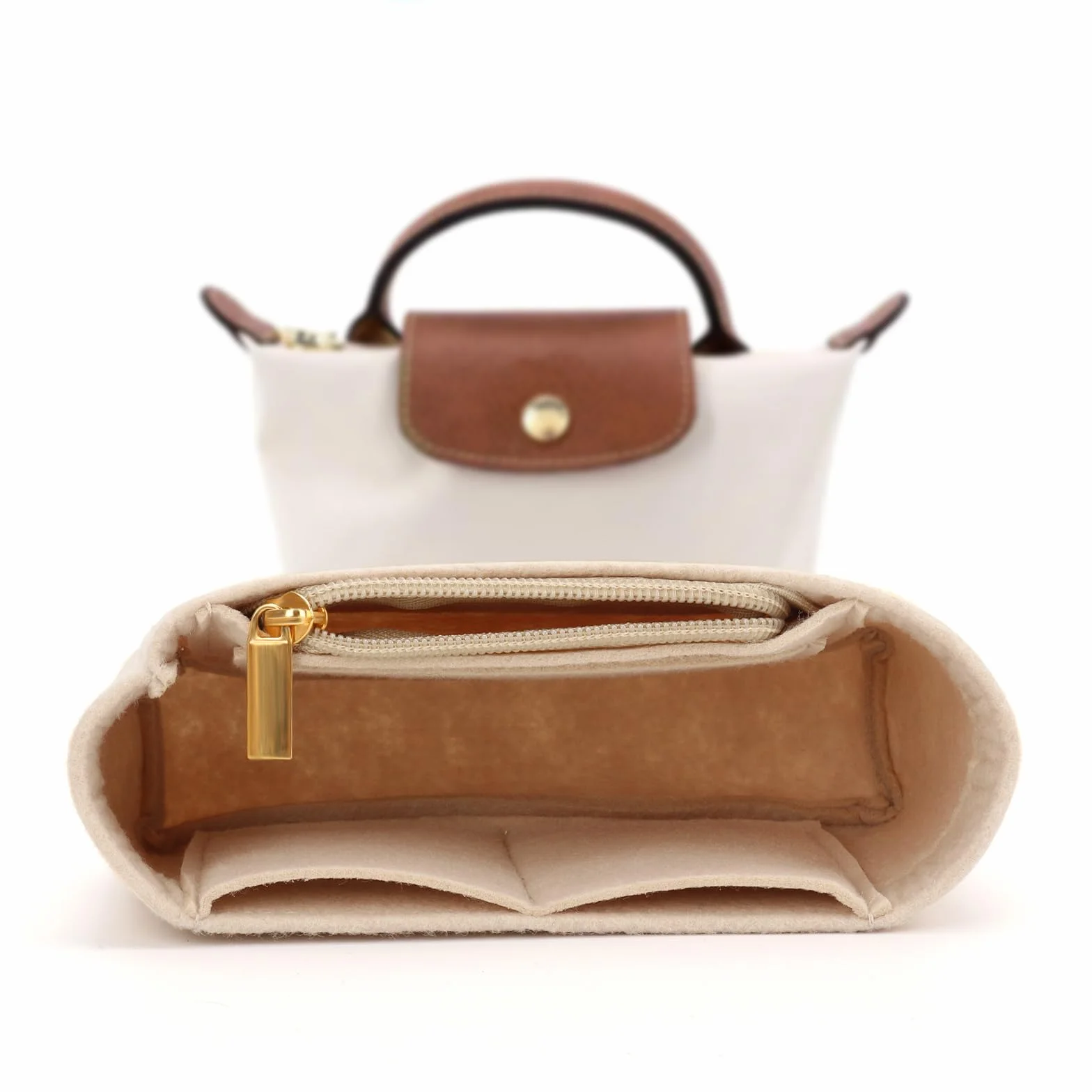 Organiseur de poches pour Longchamp Le Pliage Mini, en feutre, grande capacité