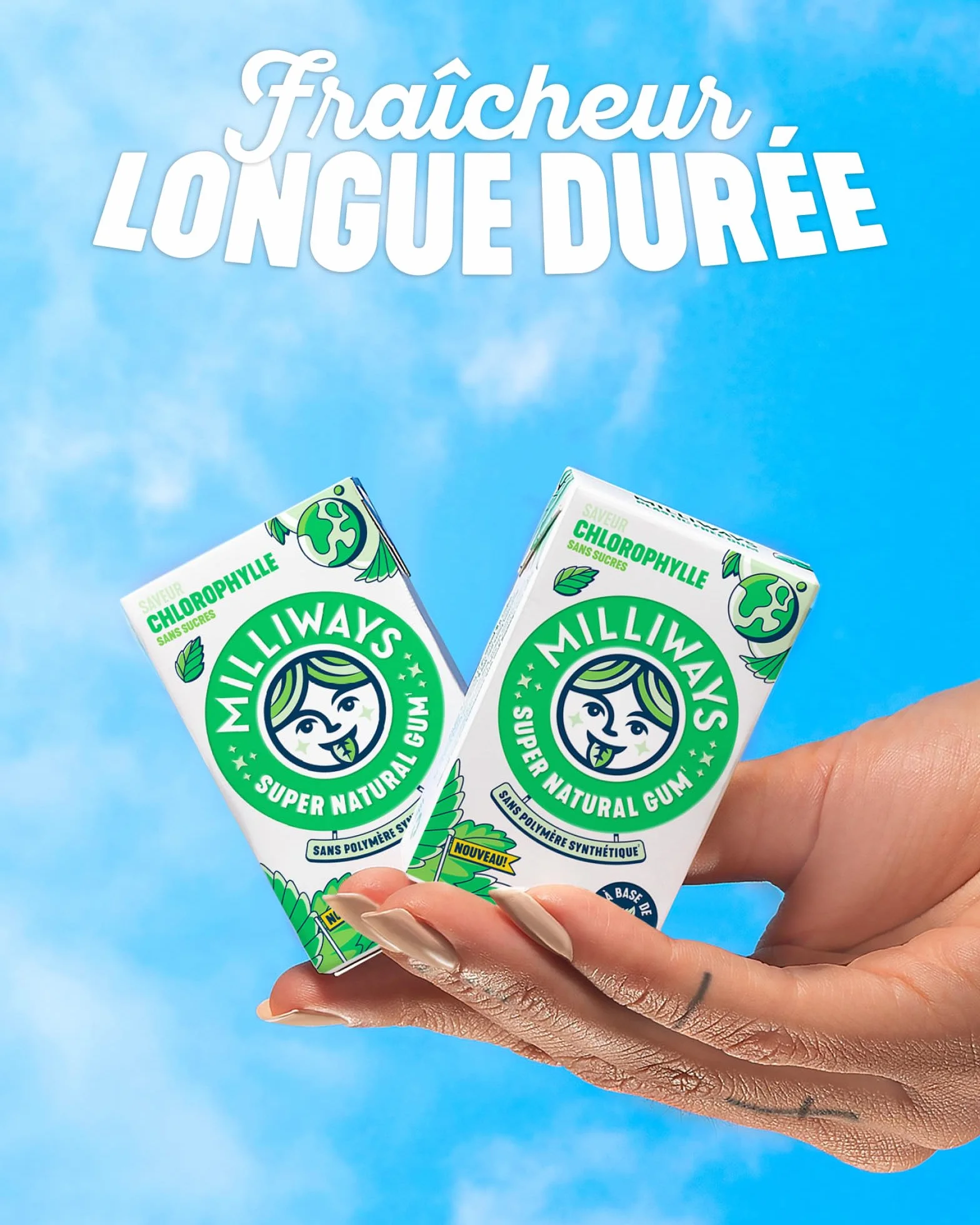 MILLIWAYS Chewing Gum sans Sucres à la Chlorophylle 12 Boîtes de 10 Dragées 20g Xylitol