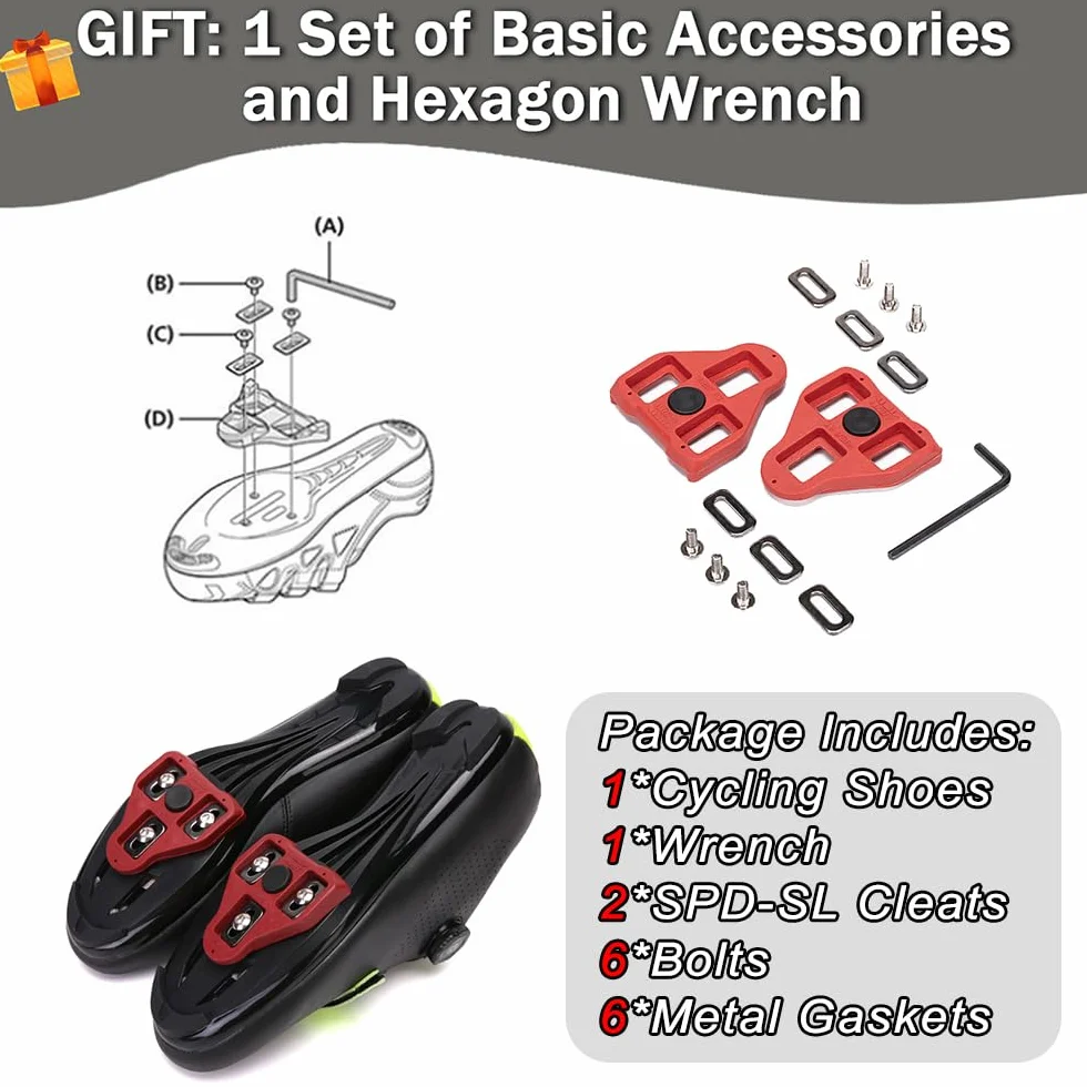 FANSU Chaussures Velo Route Système Laçage Rapide Double VTT Intérieur Extérieur