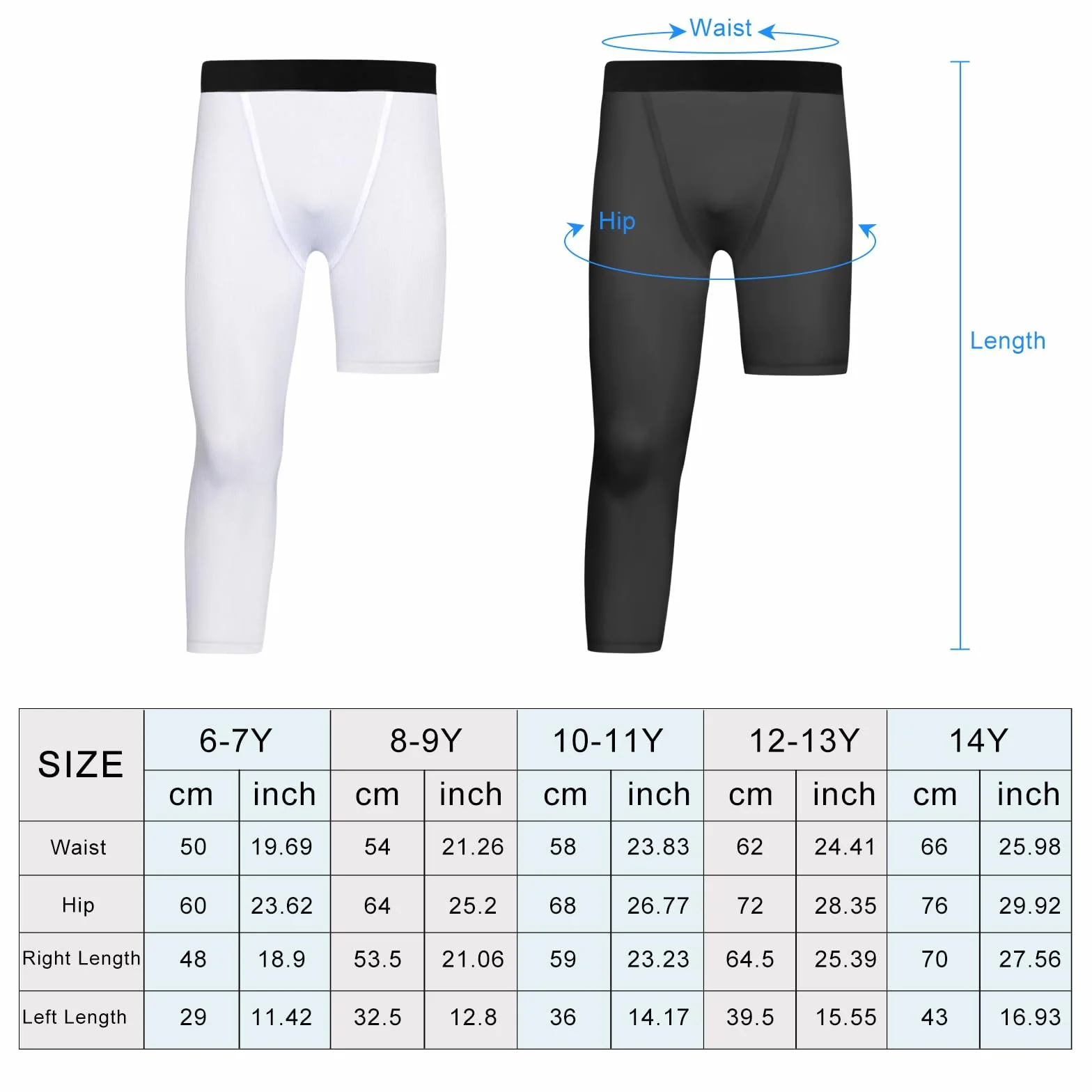 Valcatch Pantalon de Compression 3/4 Capris pour Garçons Jeunes, Legging Une Jambe, Couche de Base Athlétique pour Course Basket