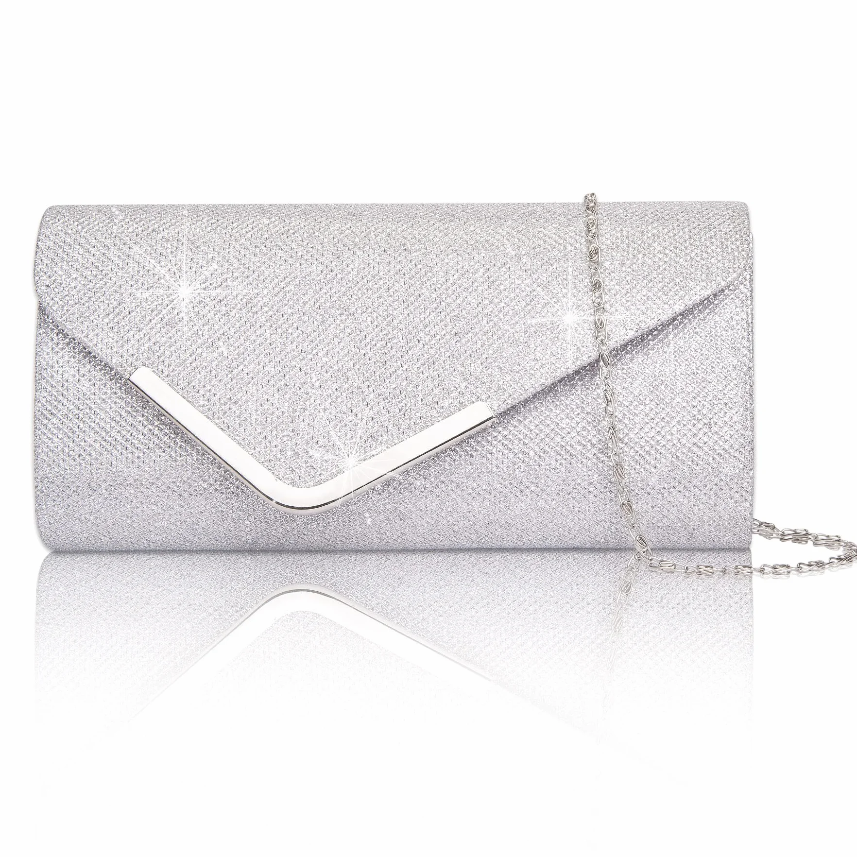 Larcenciel Sac à Main Bandoulière Paillettes Argenté Femme Soirée Mariage