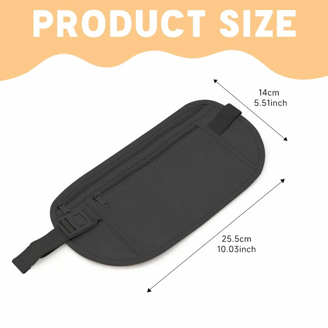 Ceinture dissimulée antivol 2 compartiments pour téléphone, argent, réglable étanche voyage