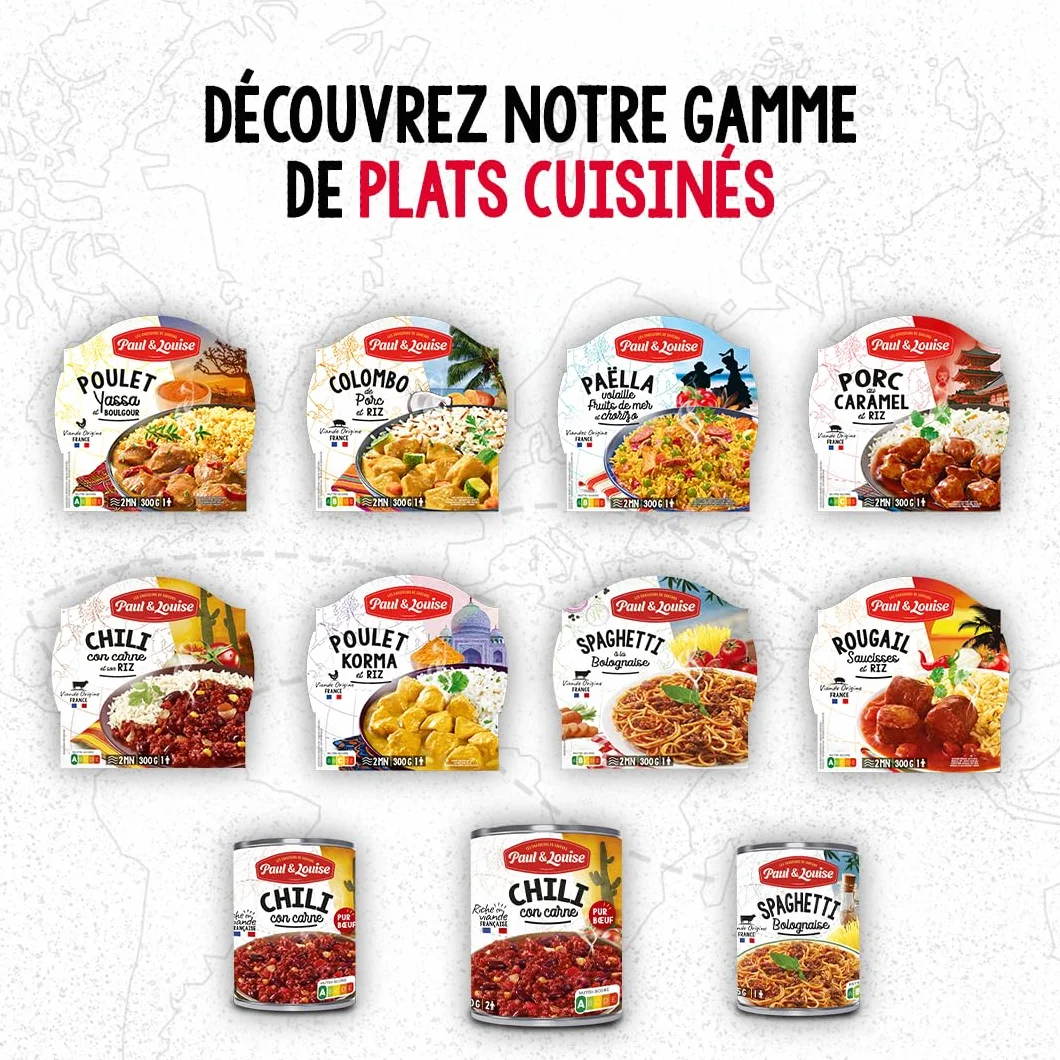 Paul & Louise Porc Aigre-Doux & Riz 300g – Plat Cuisiné Saveurs Asiatiques – Repas Prêt à Déguster – Barquette Micro-Ondable – Longue Conservation - Rayon Epicerie