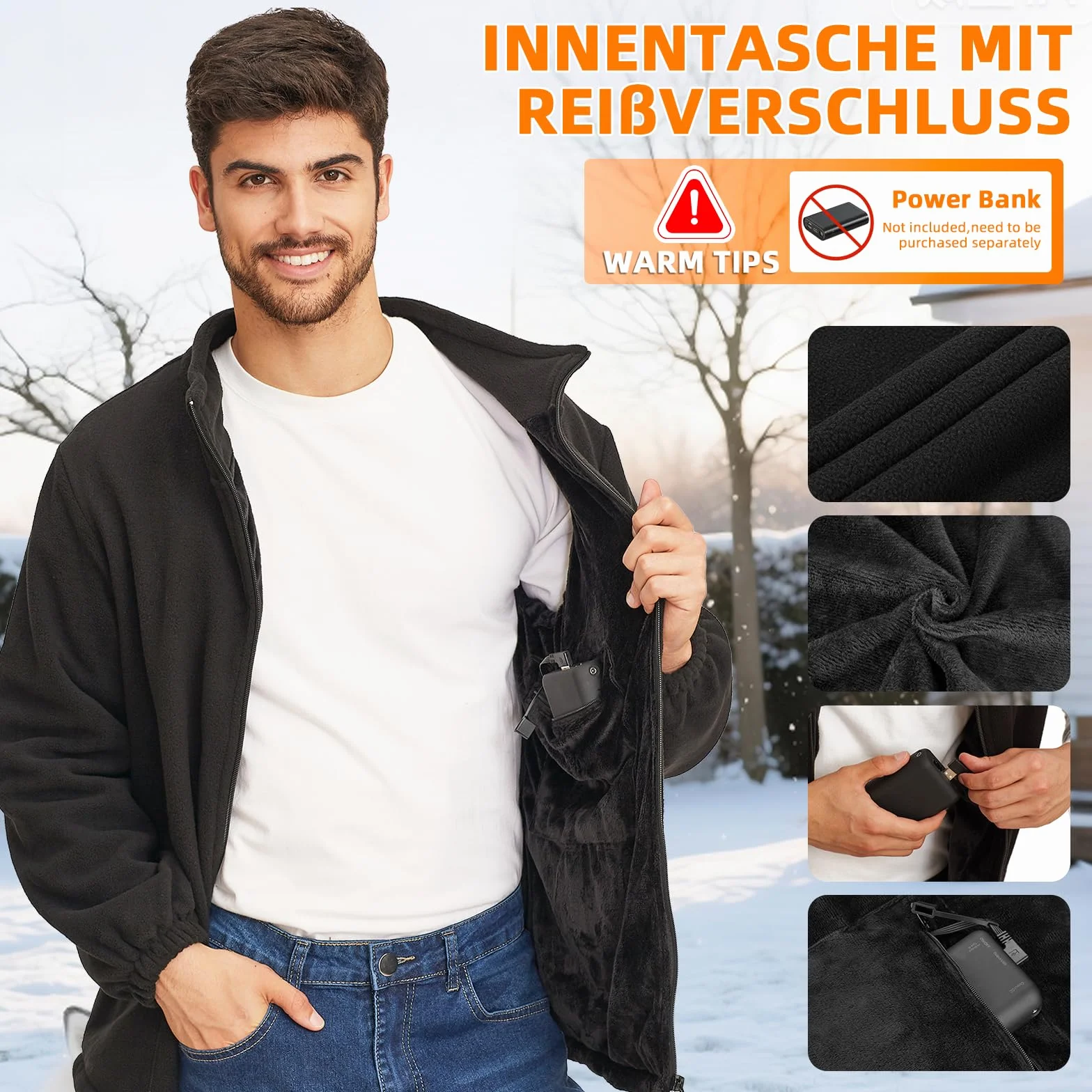TOUVE Veste Chauffante Homme Femme Sans Manche 5 Zones 3 Niveaux Chauffage