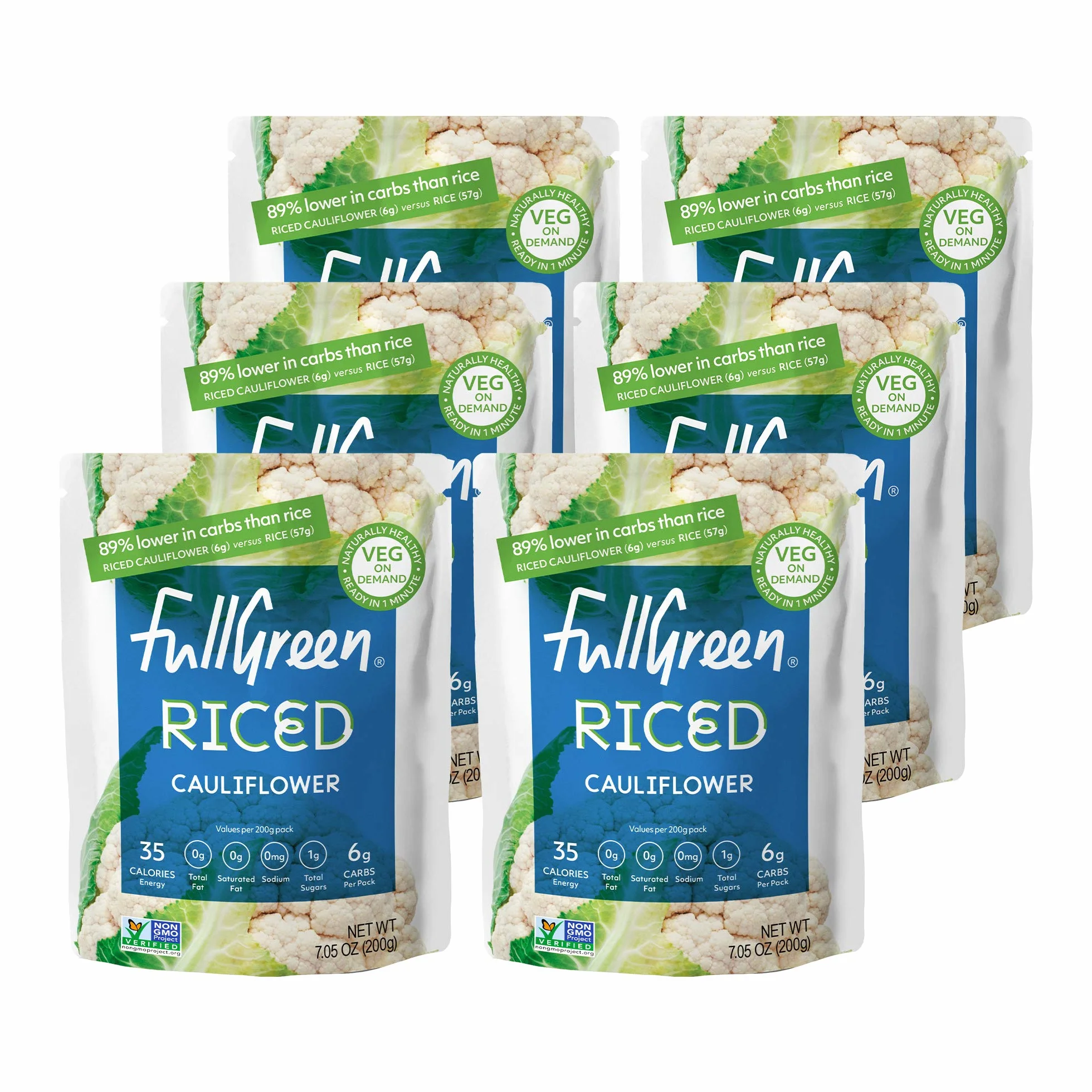 Chou-fleur vert et frisé – 100% chou-fleur, stable, sans conservateurs, lot de 6 sachets