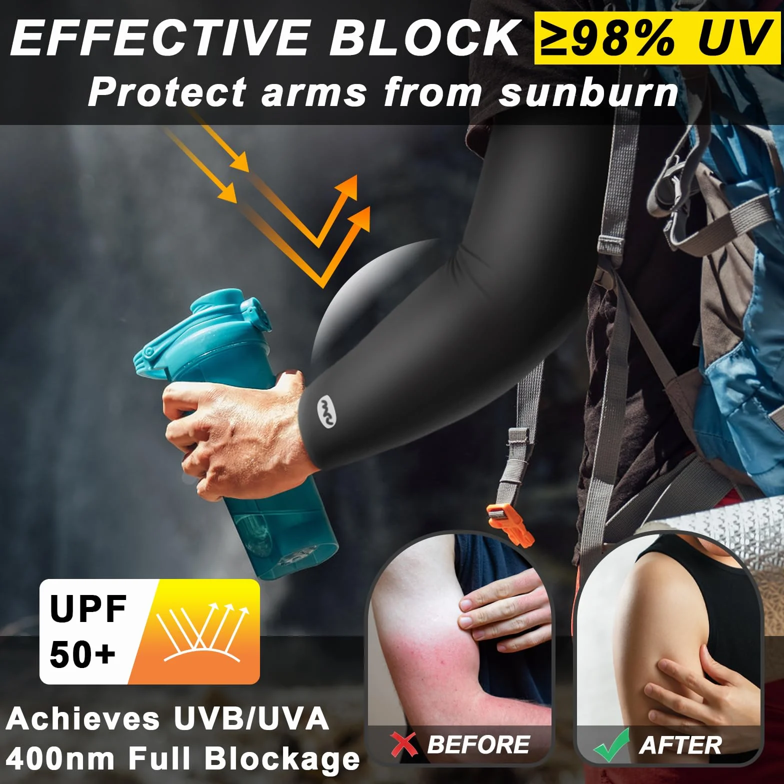 Manchons de protection solaire UV UPF 50+ rafraîchissants pour homme et femme sport