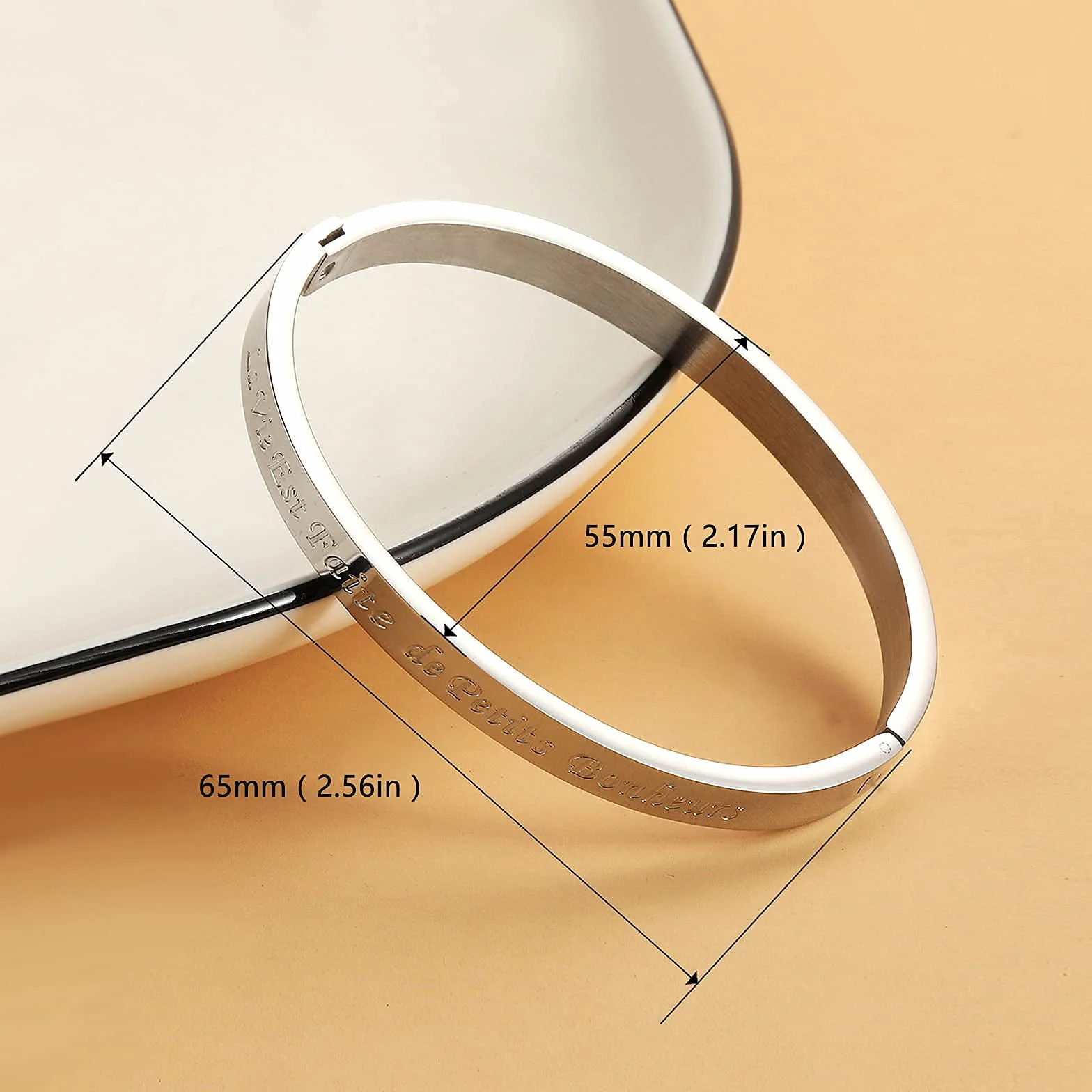 Bracelet Message en Acier Inoxydable pour Femme Argenté Personnalisé Amitié