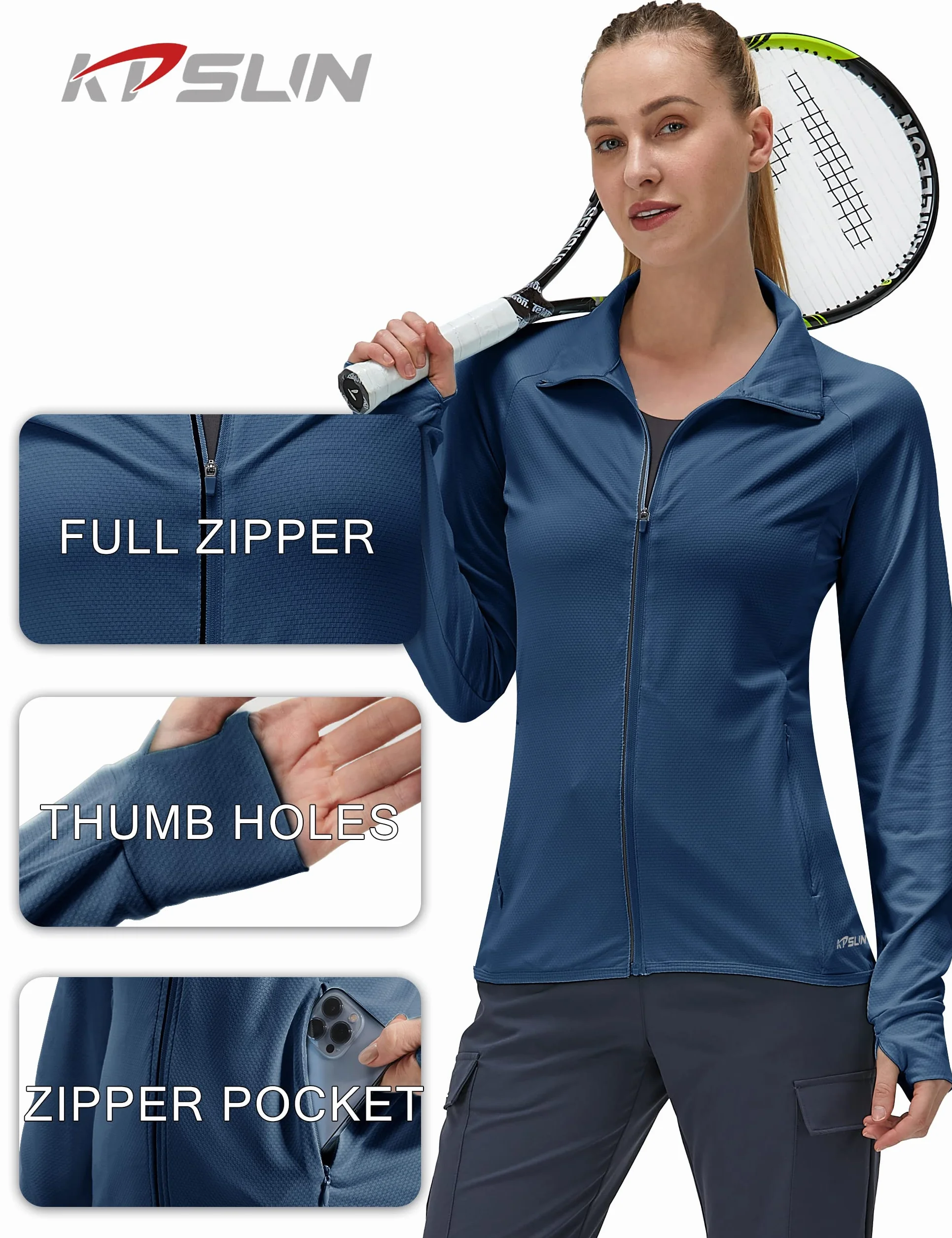 KPSUN Vêtement de protection solaire UPF 50+ à manches longues pour femme T-shirt léger