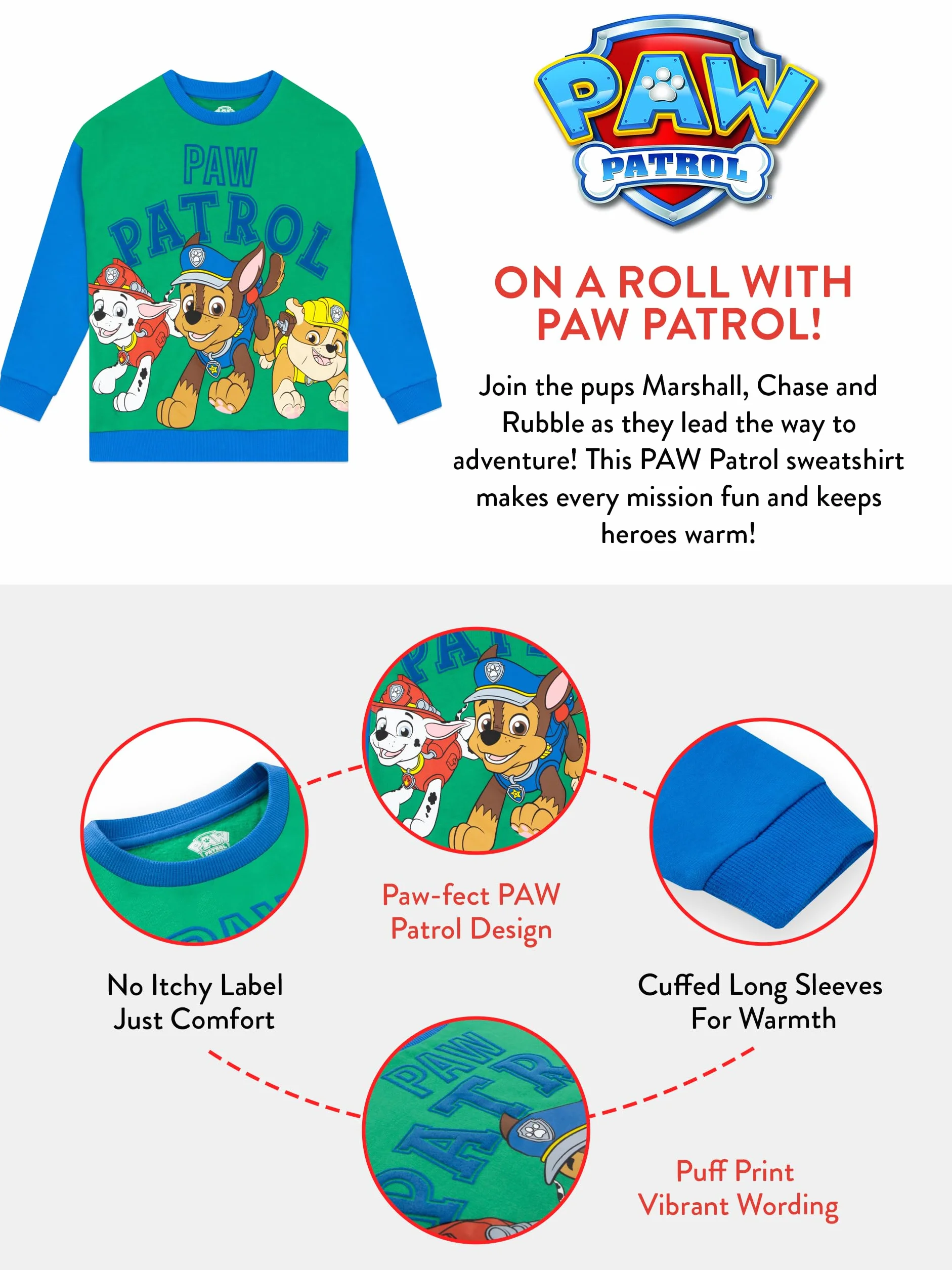 Paw Patrol Sweat Patte Patrouille Garçons Manche Longue Enfant