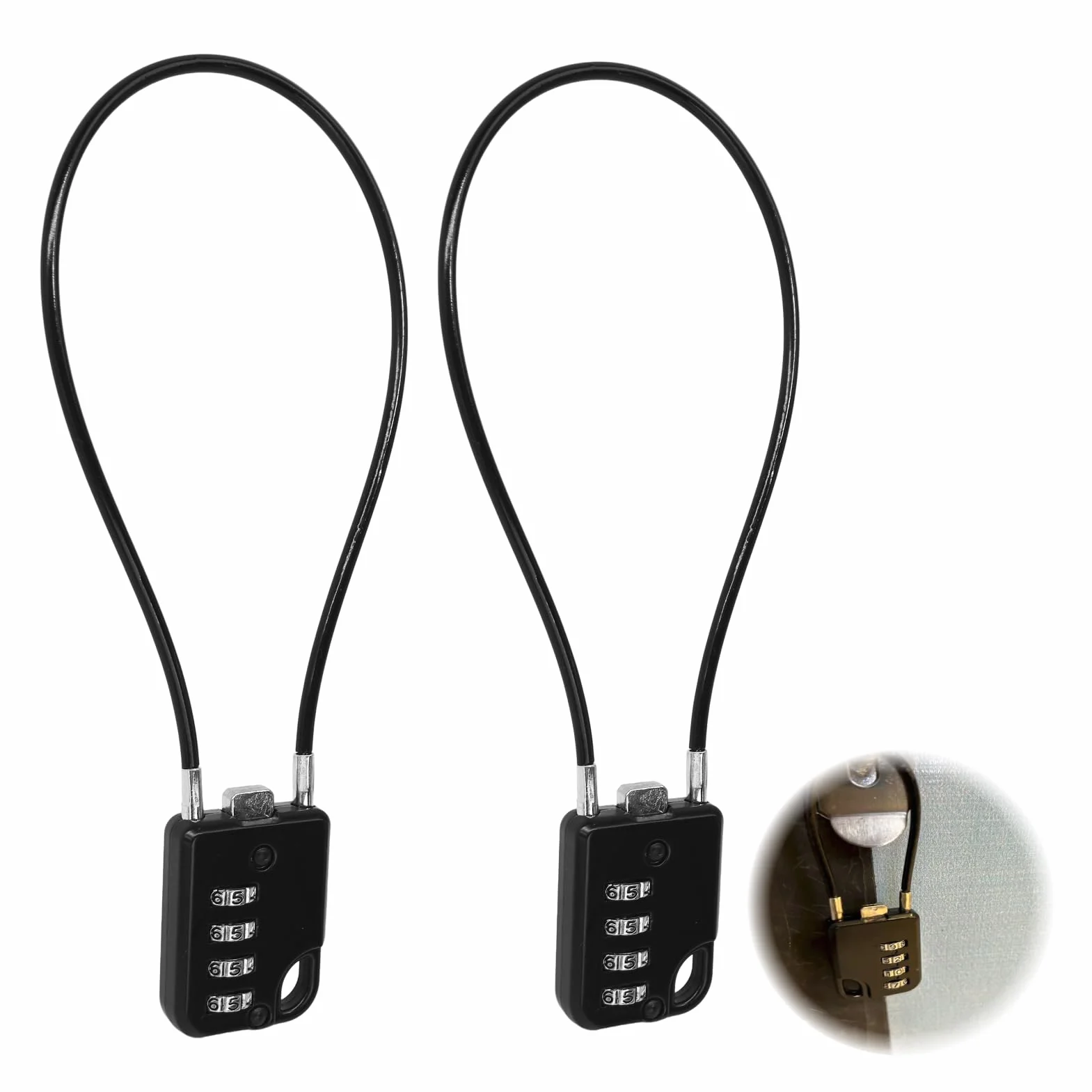 Cadenas à combinaison 4 chiffres avec câble en acier 30 cm, serrure haute sécurité 2 pièces