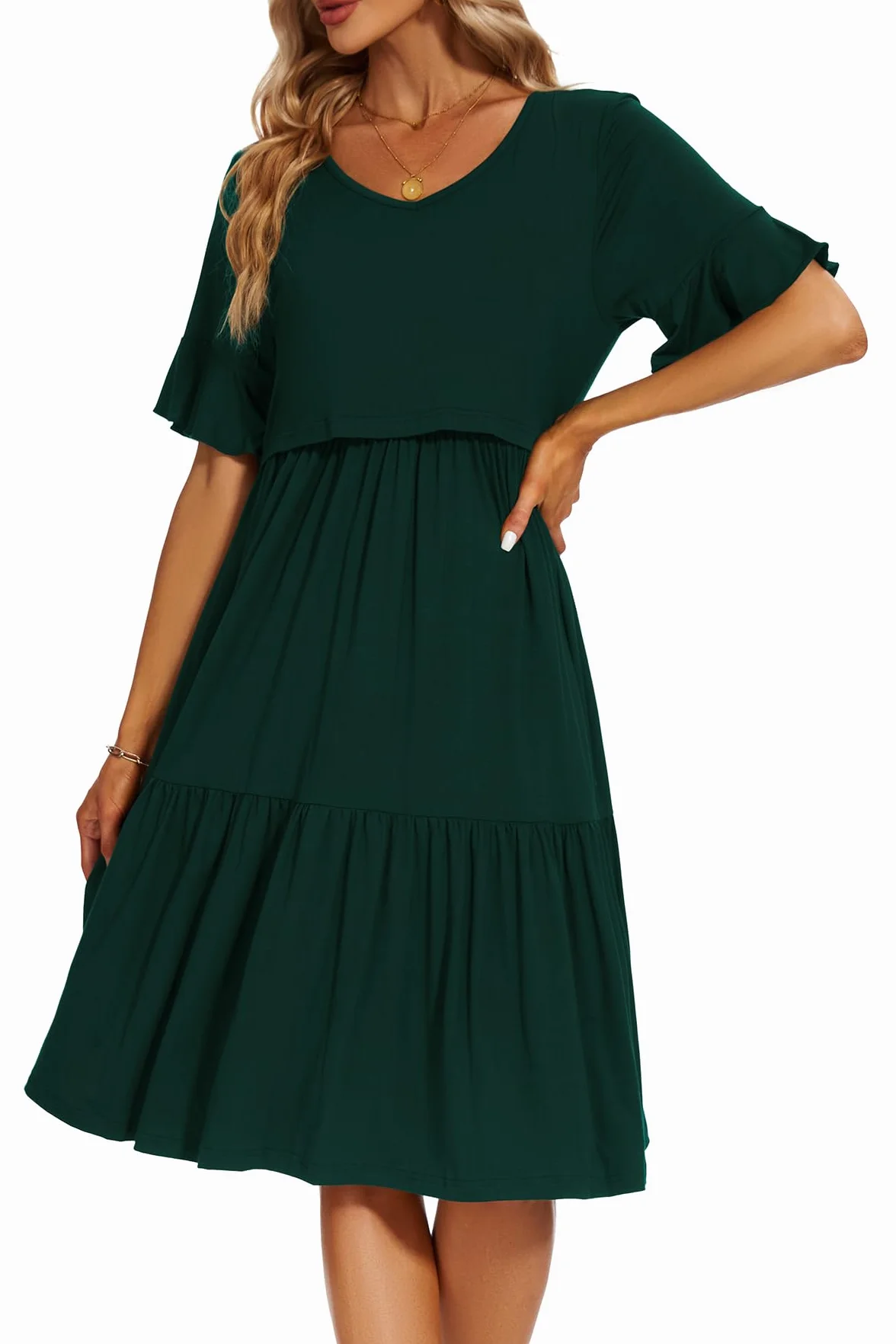 Smallshow Robe Allaitement Femme Manches Courtes Maternité