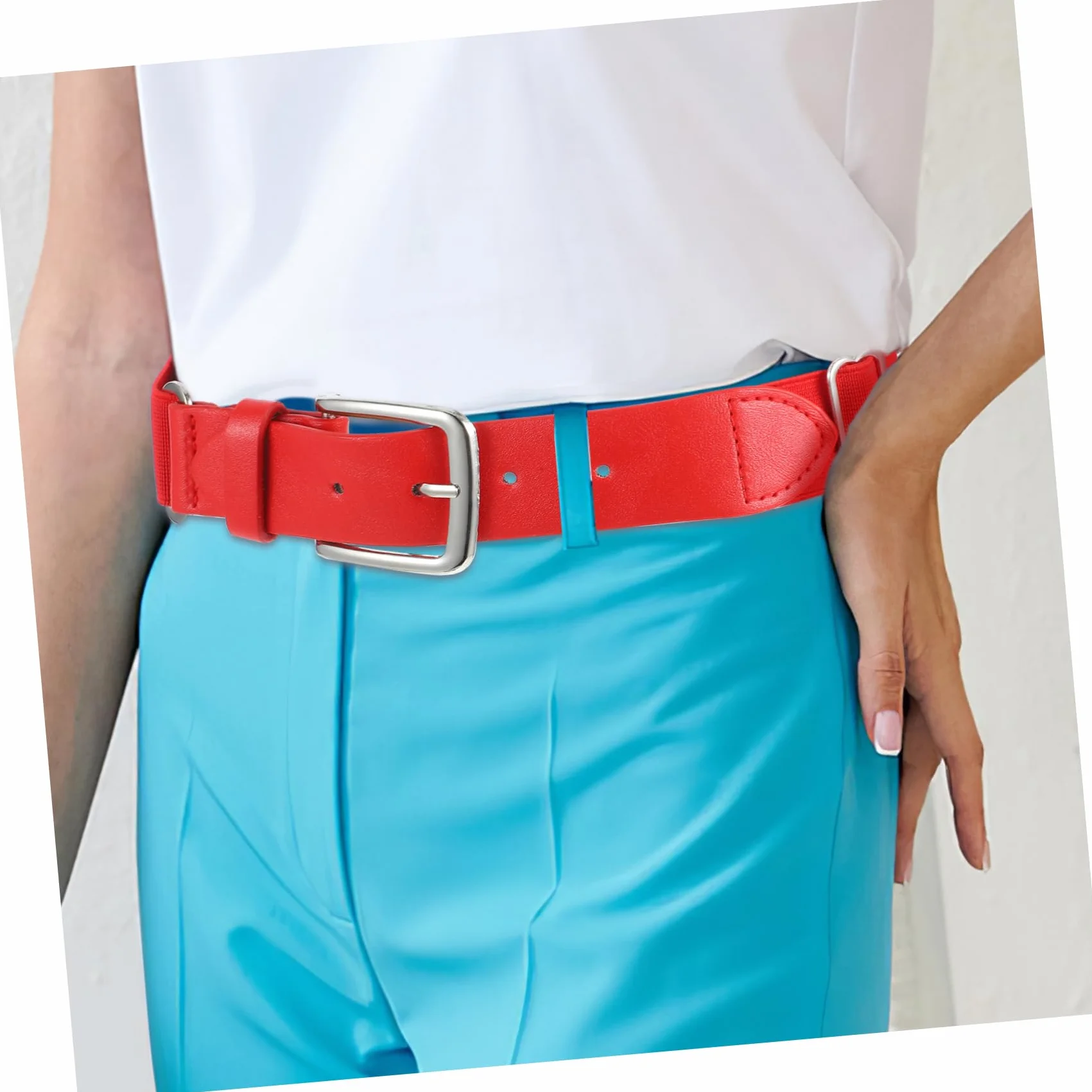 YARNOW Ceinture Élastique Pantalon Baseball Blanc Acier Homme