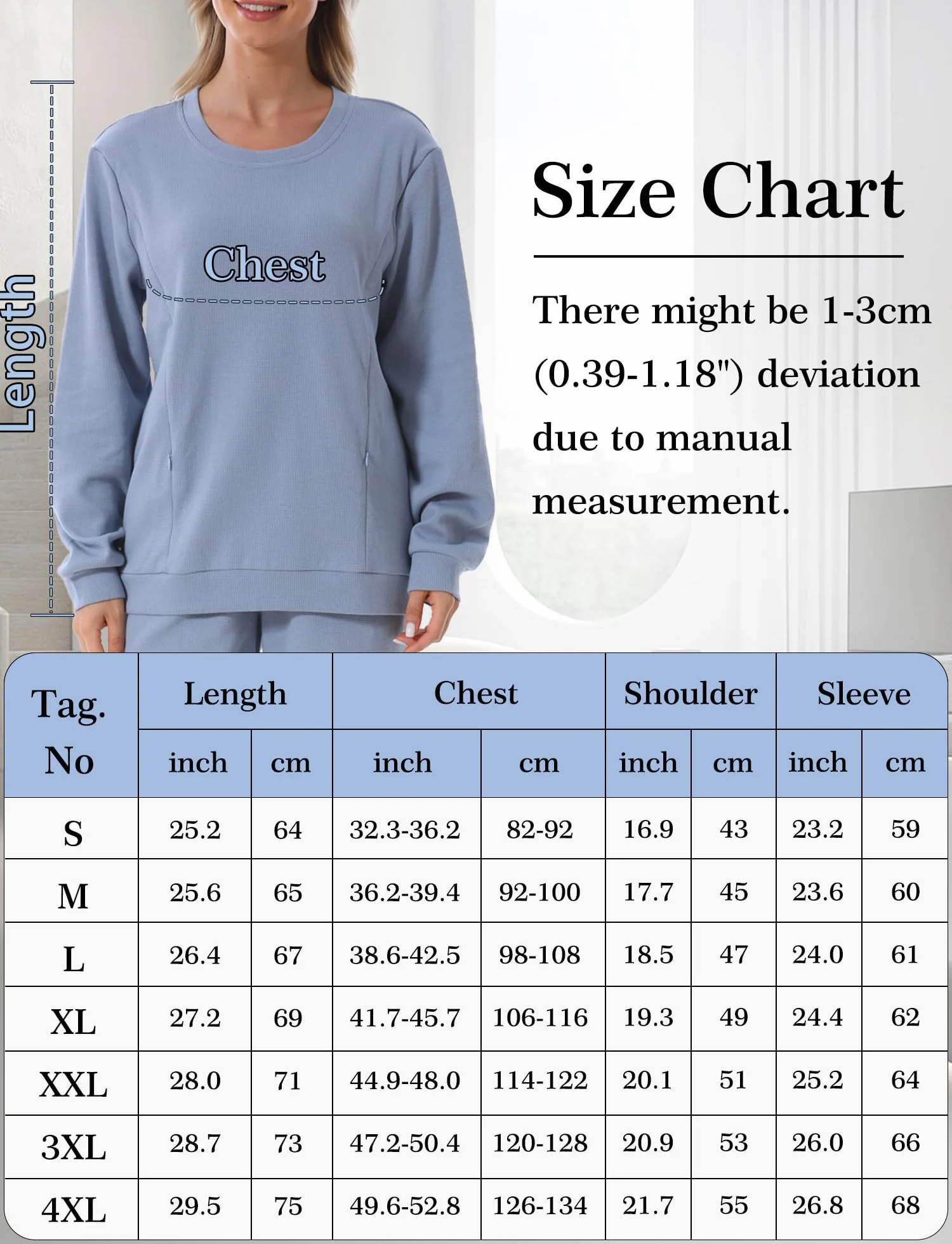 FEOYA Hauts à Manches Longues pour Femmes Enceintes Sweat-Shirts de Maternité Col Rond Doux Chaud Pull d'Allaitement Automne Hiver