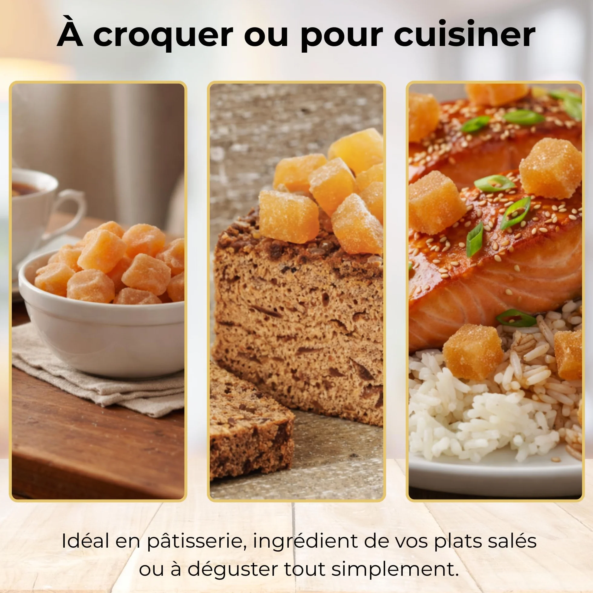 Gingembre confit allégé en sucre BIO en cube 1,85 kg sachet vrac fruit confit sans conservateur