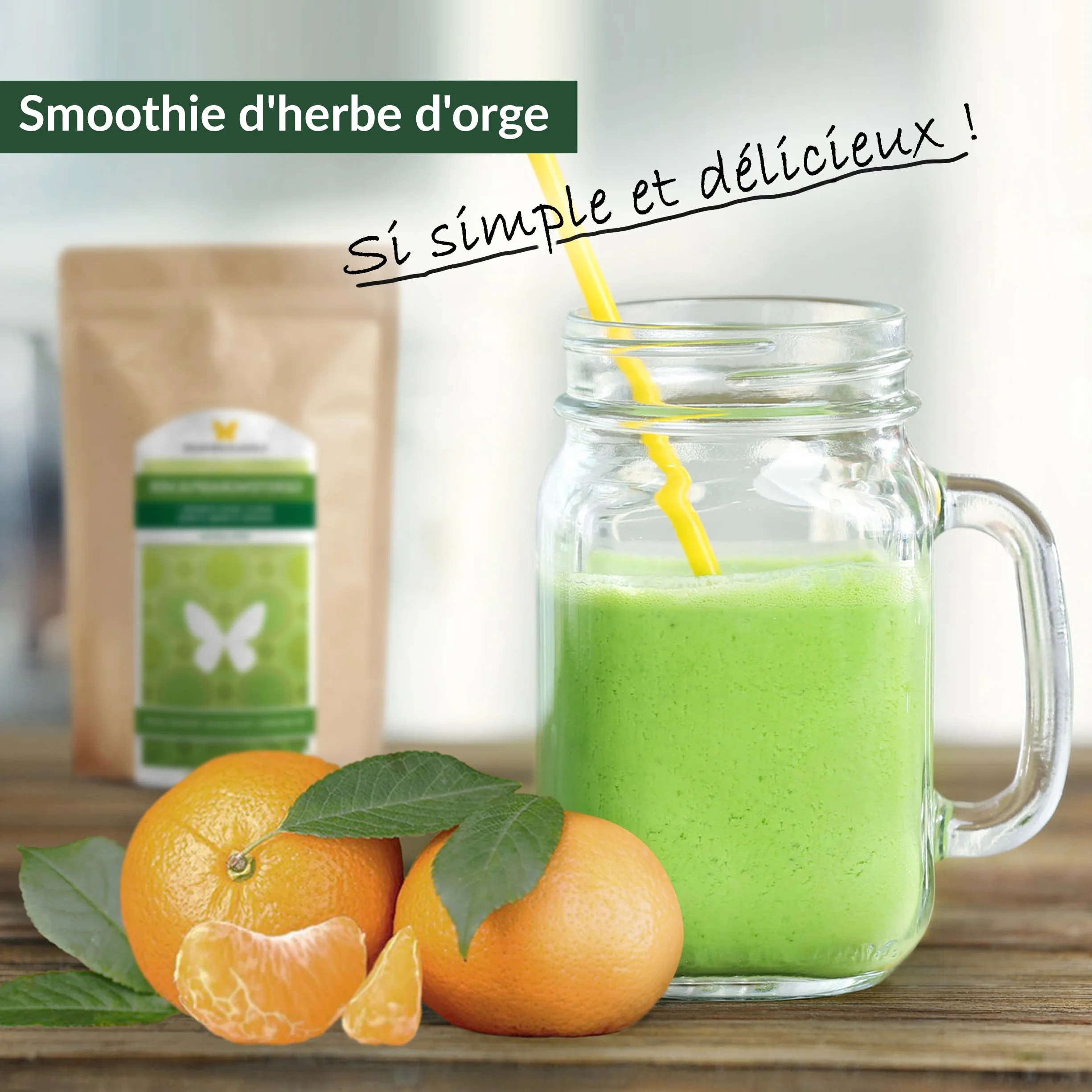 1kg de poudre d'herbe d'orge issue de jeunes herbes, sans additifs, qualité crue, traitement doux à basse température (1000g)