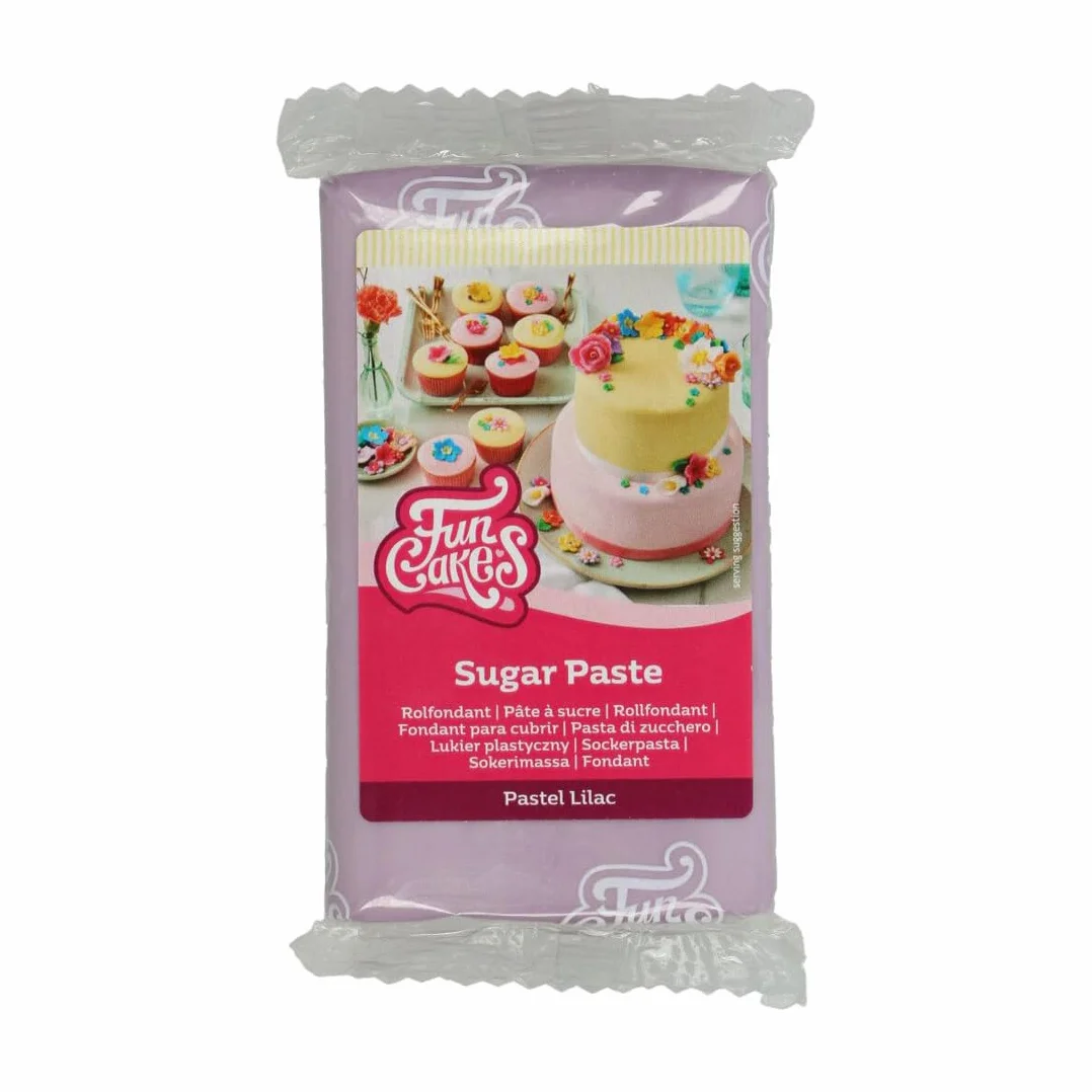 FunCakes Pâte à Sucre Pastel Lilac: Facile à utiliser, lisse, flexible, doux et pliable, parfait pour la décoration de gâteaux, Halal, casher et sans gluten. 250 g