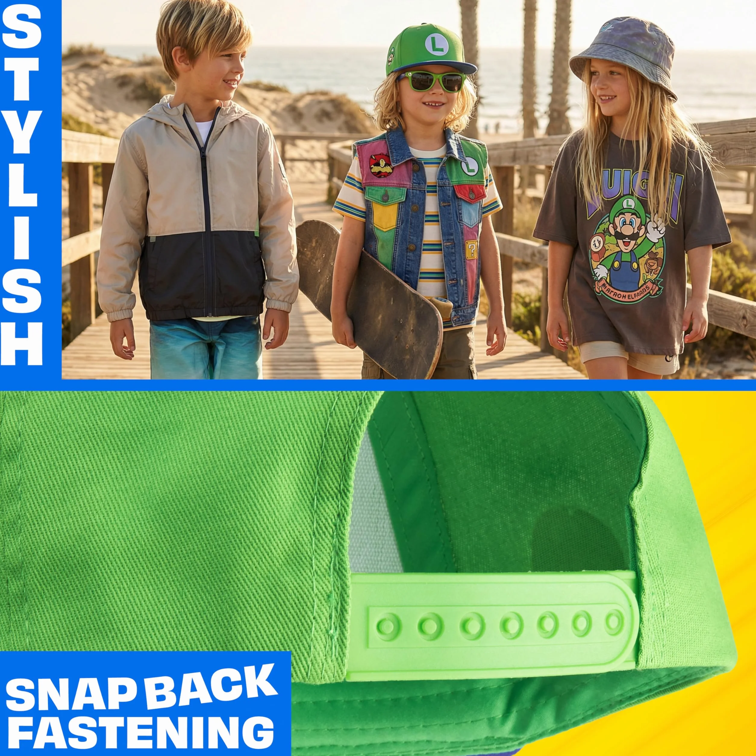 Casquette Baseball et Lunette de Soleil Protection UV Minecraft Fortnite Bob l'éponge Super Mario