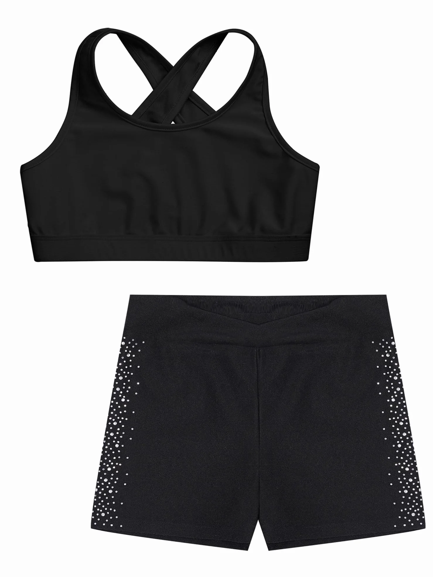 Zestaw Tenues De Gymnastique Pour Filles Crop Top Court Soutiengorge Sportif Shorts Gym Ensemble Sportif Danse Moderne Jazz Hip Hop