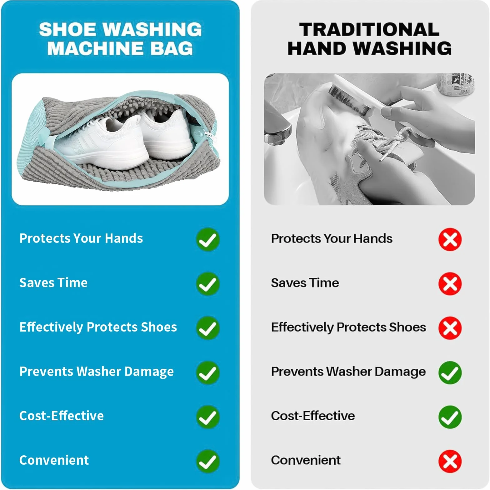 Sac de Lavage Chaussures Machine 2 Pièces Gris Fermeture Éclair Antirouille 10 000 Microfibres Protection 360° Lavage Séchage Baskets Tennis Toile