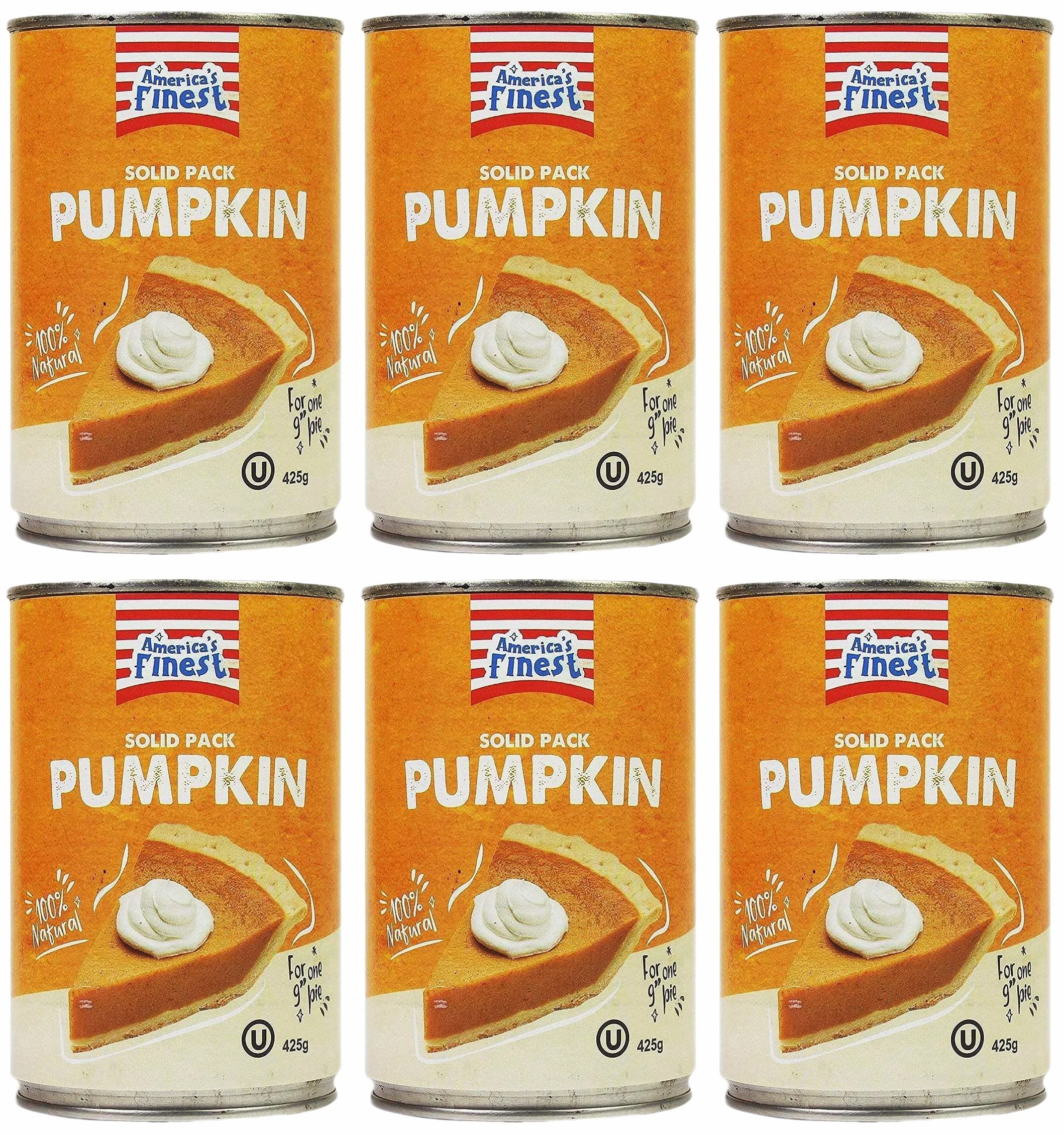 America's Finest Purée de citrouille – 100 % pure citrouille, 425 g (lot de 6)