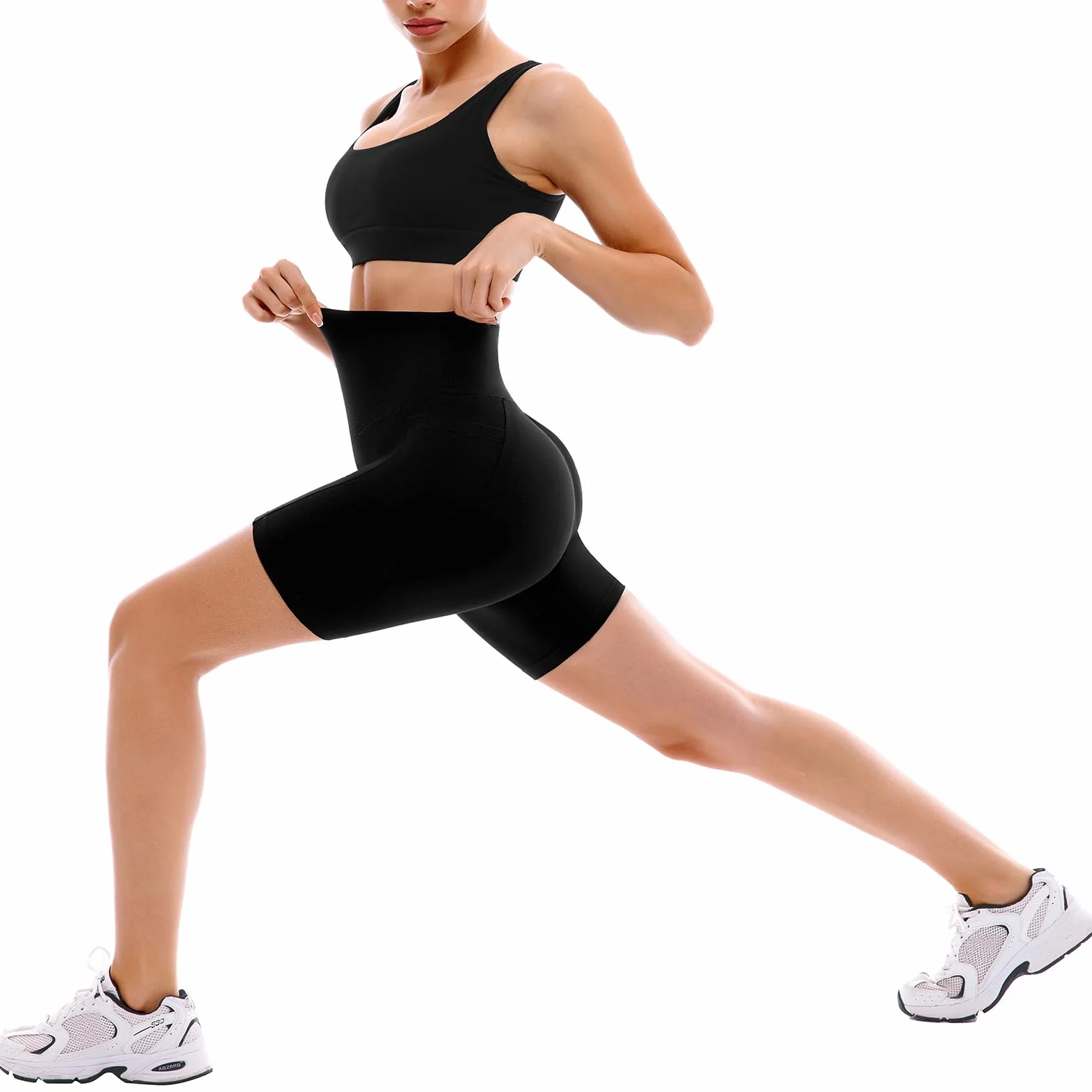 SINOPHANT Lot de 2 shorts cyclisme femme taille haute avec poches