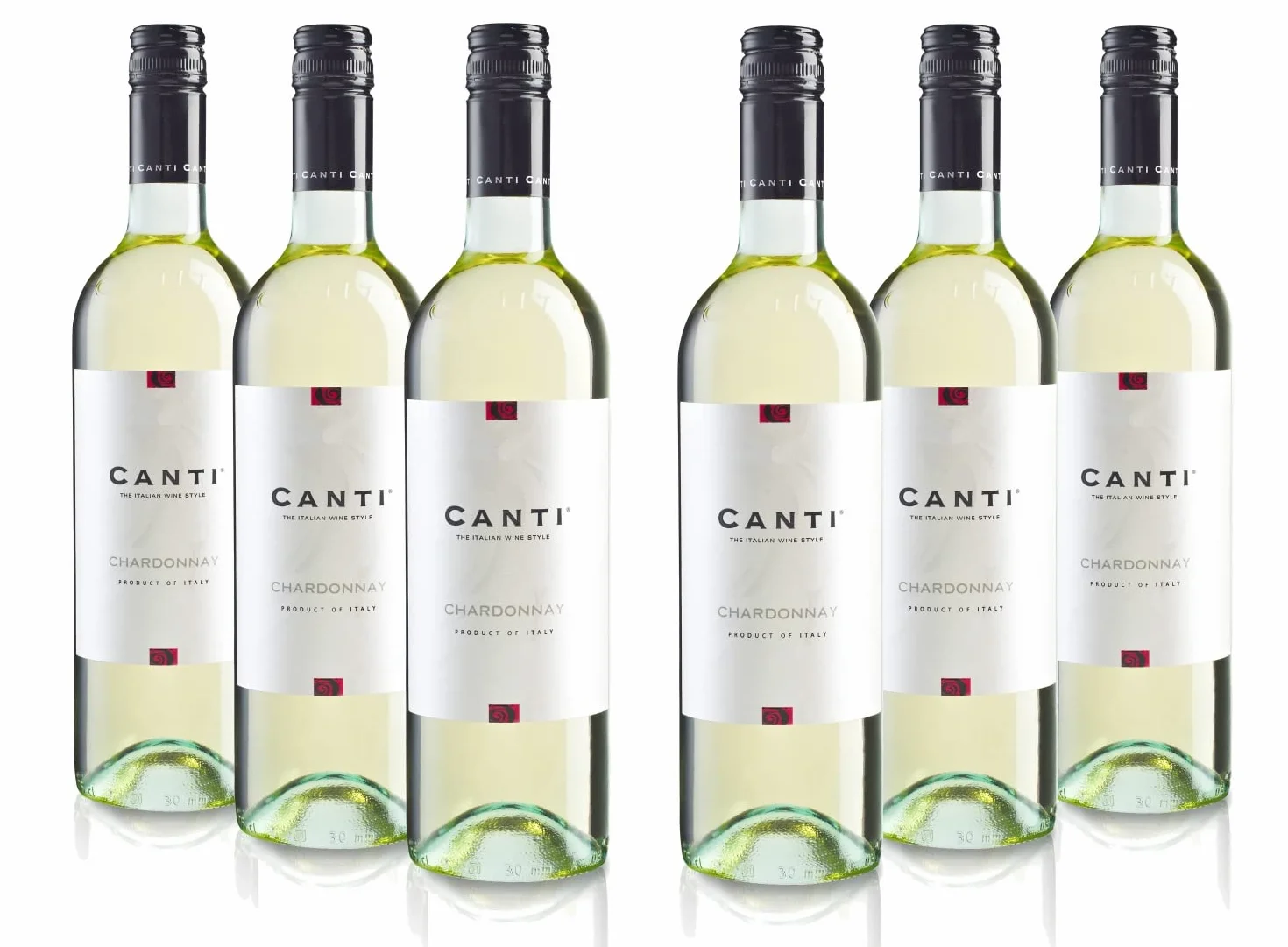 Canti - Chardonnay Vin Blanc Italien Sec, Saveur Fraîche avec un Goût Fruité et des Notes d'Agrumes et de Pommes, 6x750 ml
