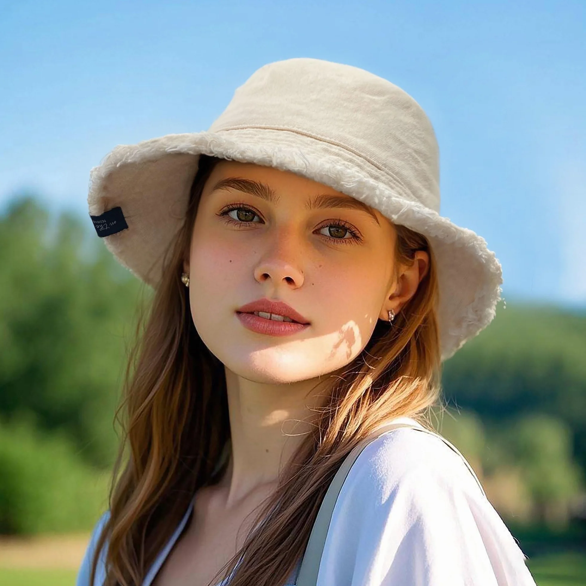 CLAPE Chapeau de Pêcheur Réversible Chapeau de Seau Anti UV Femme Coton Lavé