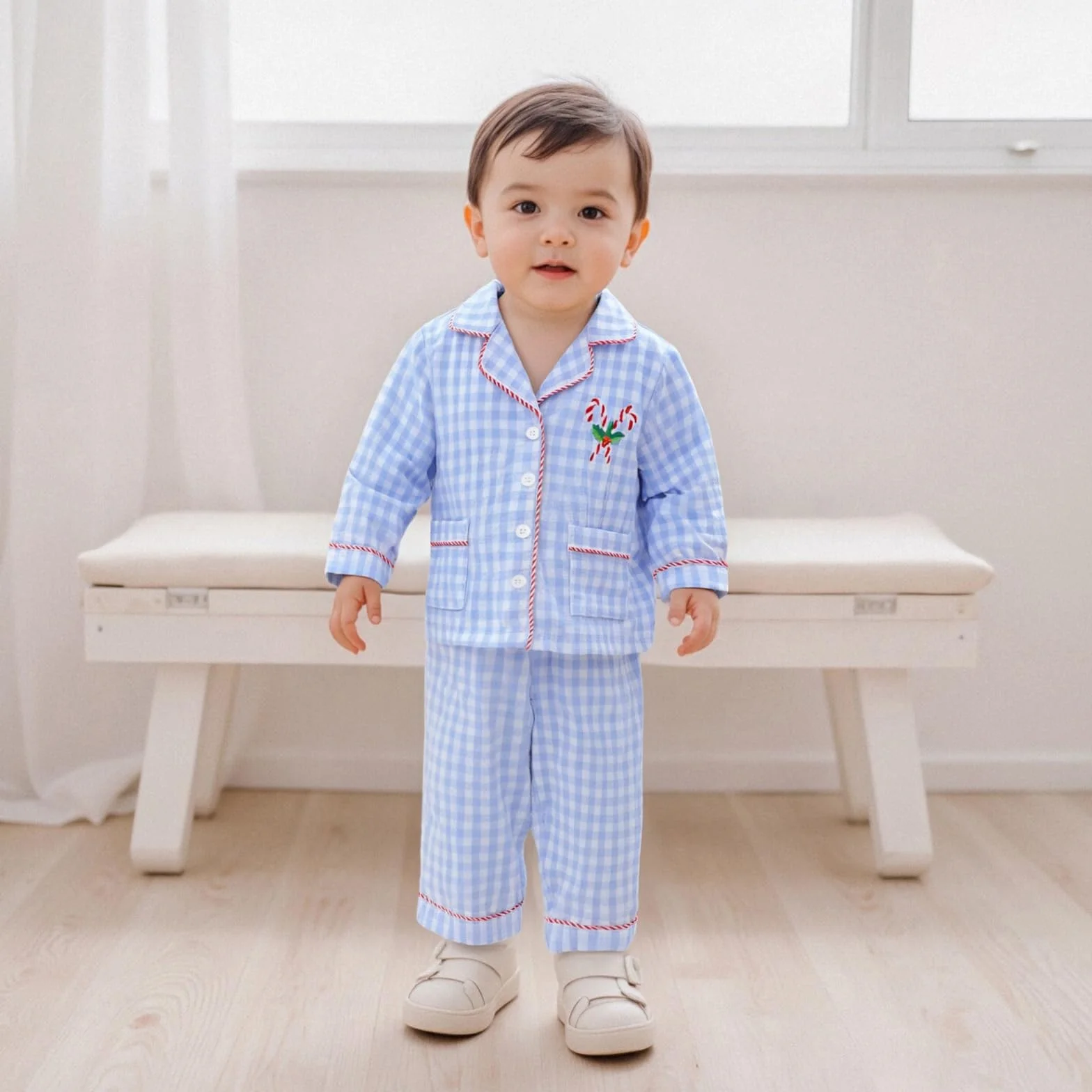 Carolilly Ensemble Pyjama Noël Enfant Garçon Fille Carreaux