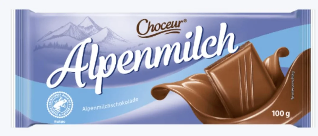 Alpenmilch - Chocolat au lait alpin classique, fondant et onctueux, plaisir authentique - Compatible avec Choceur - 100g