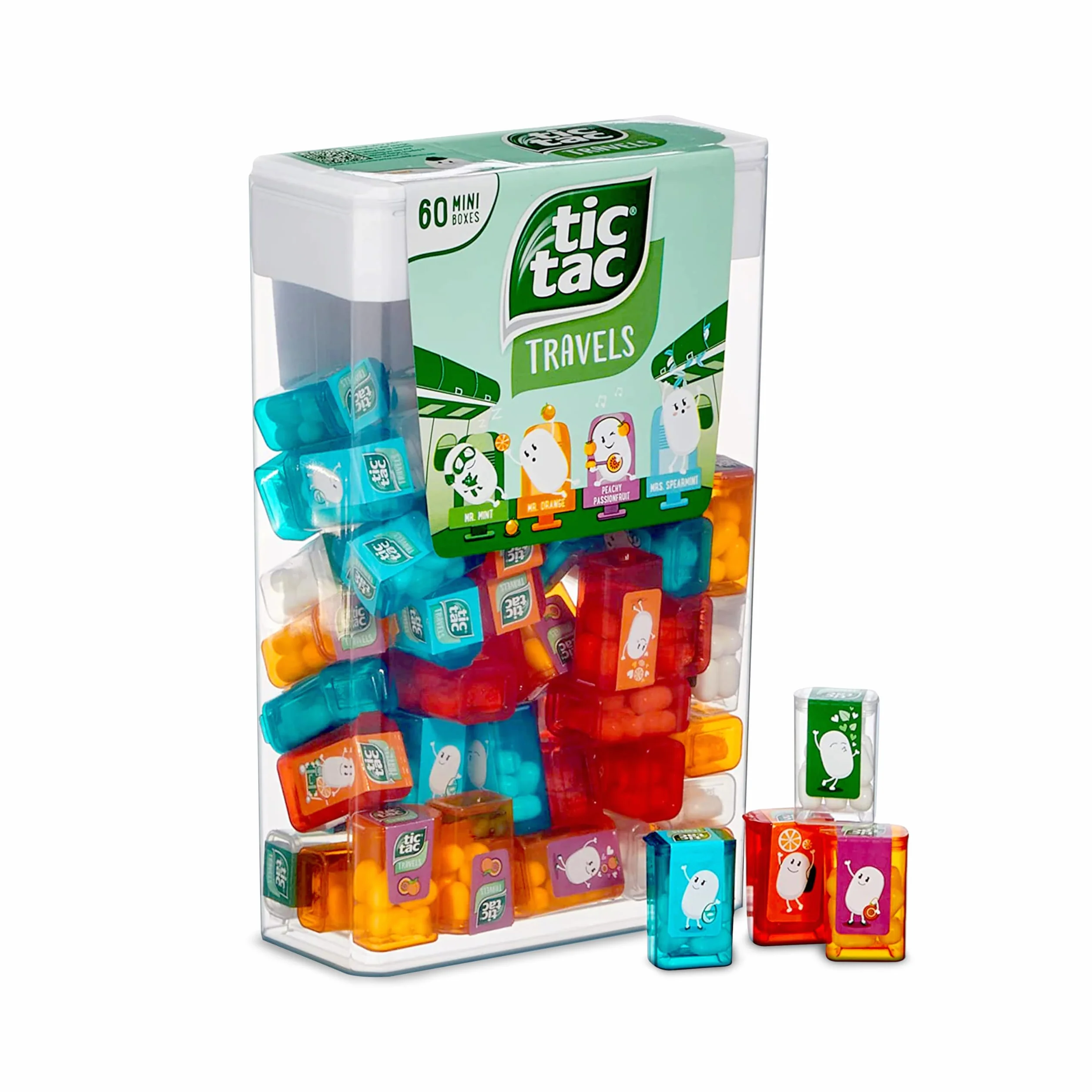 Tic Tac Spender Box 60 Mini Boxes 3.9g Each Liliput Flavors Orange Mint Peach Peppermint