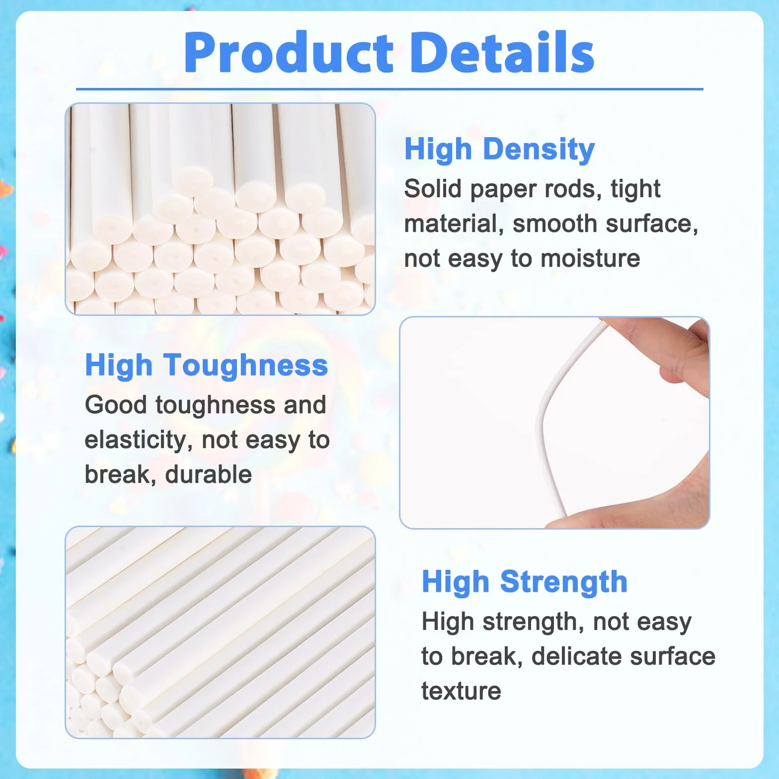 Parastar 200 Pièces Batonnet Pop Cake,Bâtons à Gâteau en Papier,Bâton de Décoration de Gâteau,Mini Bâtons de Sucette Blancs pour Sucettes, Bonbons, Gâteaux, Biscuits et Desserts 10cm×3.5mm
