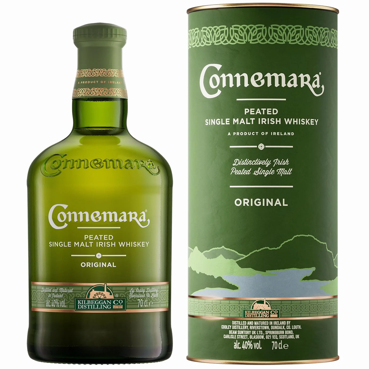 Connemara Original Peated Single Malt Whiskey avec étui, Whisky Irlandais 40% - 700 ml