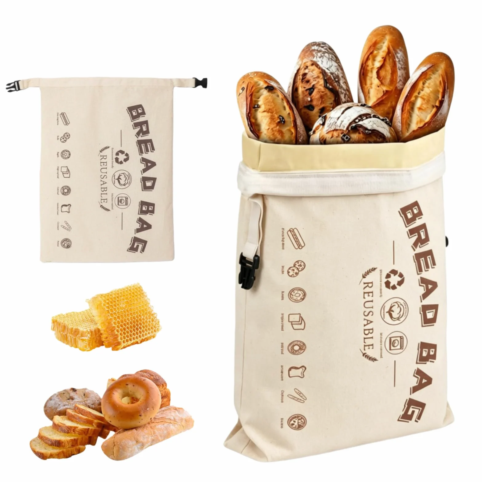 La Maison de Louise Sac a Pain,Sac à Pain La Maison de Louise,Sac à Pain en Cire d'Abeille Réutilisable,Sac de Conservation en Coton Naturel 43×33cm,Réutilisation,Conservation Longue Durée