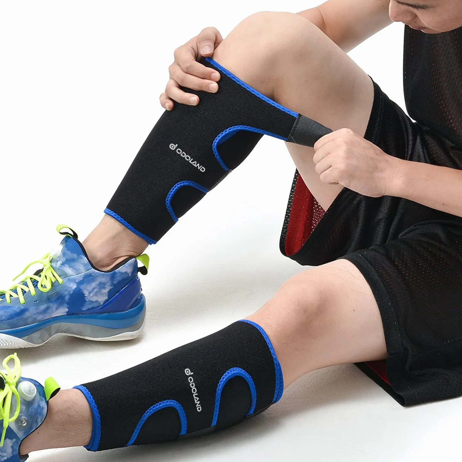 Odoland Bandage Compression Mollet Réglable Graduée Protection Musculaire Trail Triathlon Taille Unique