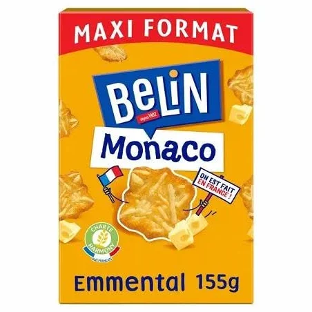 BELIN CRACKERS | Monaco Emmental 155G | Lot De (4) | livraison offerte