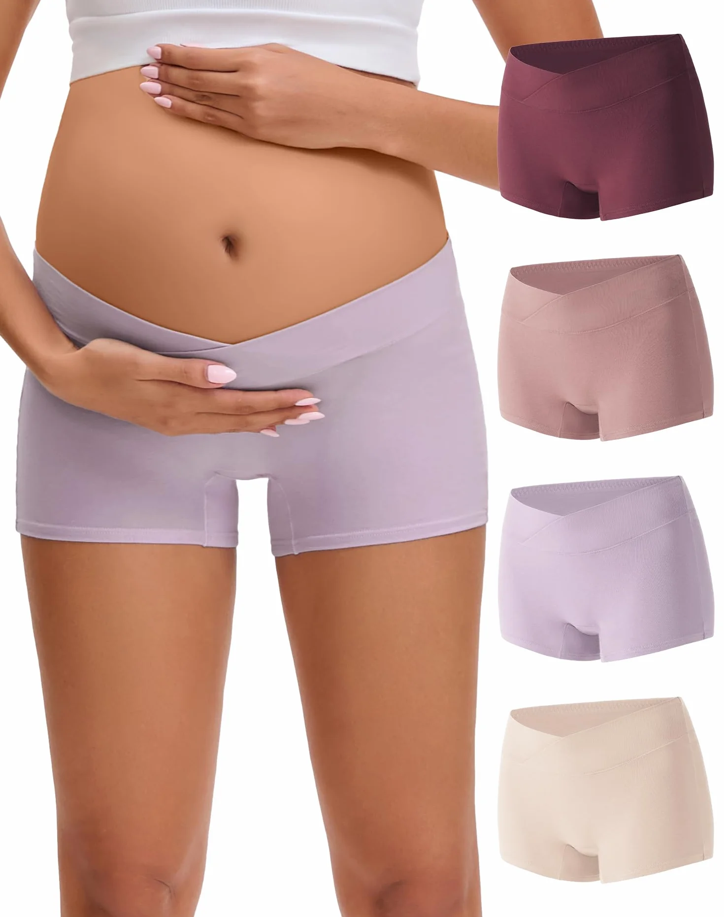 INNERSY Shorty Culotte Grossesse Coton Elastique Boxer Maternité Taille Basse Lot de 4
