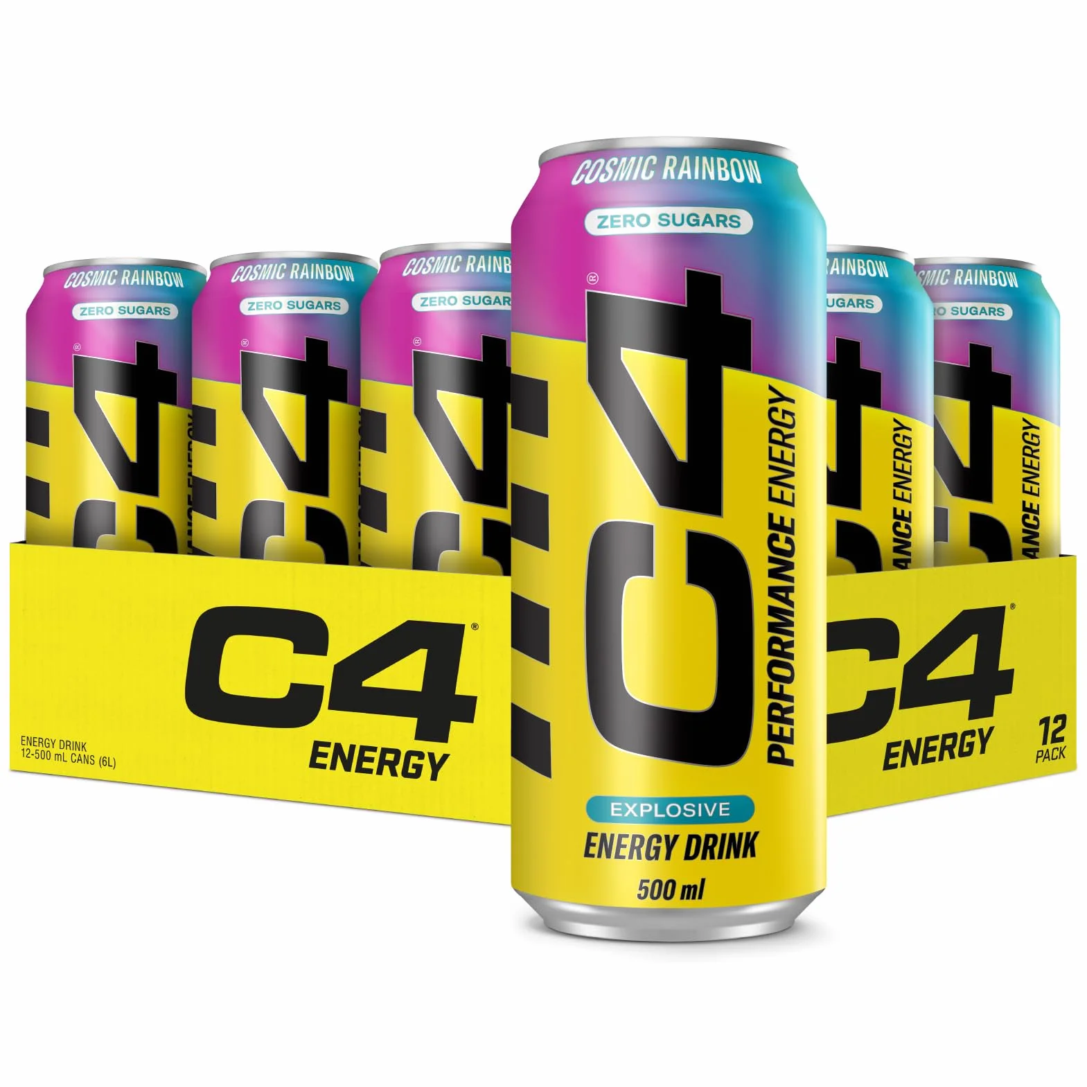 Cellucor C4 Performance Energy Carbonated 500ml x 12 Cosmic Rainbow Multi-ling
