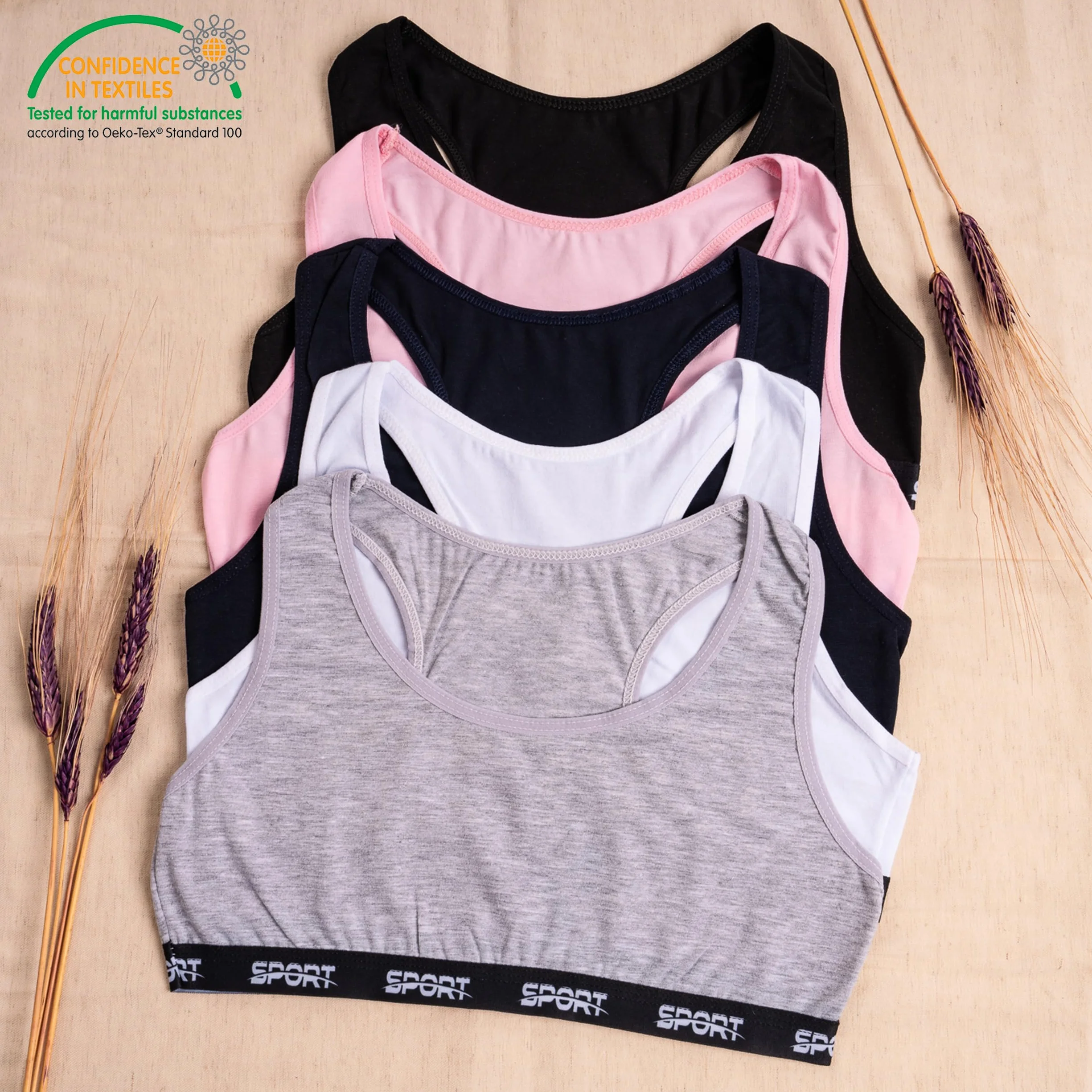 LOREZA Brassières en Coton pour Fille M-2-14-15 Ans