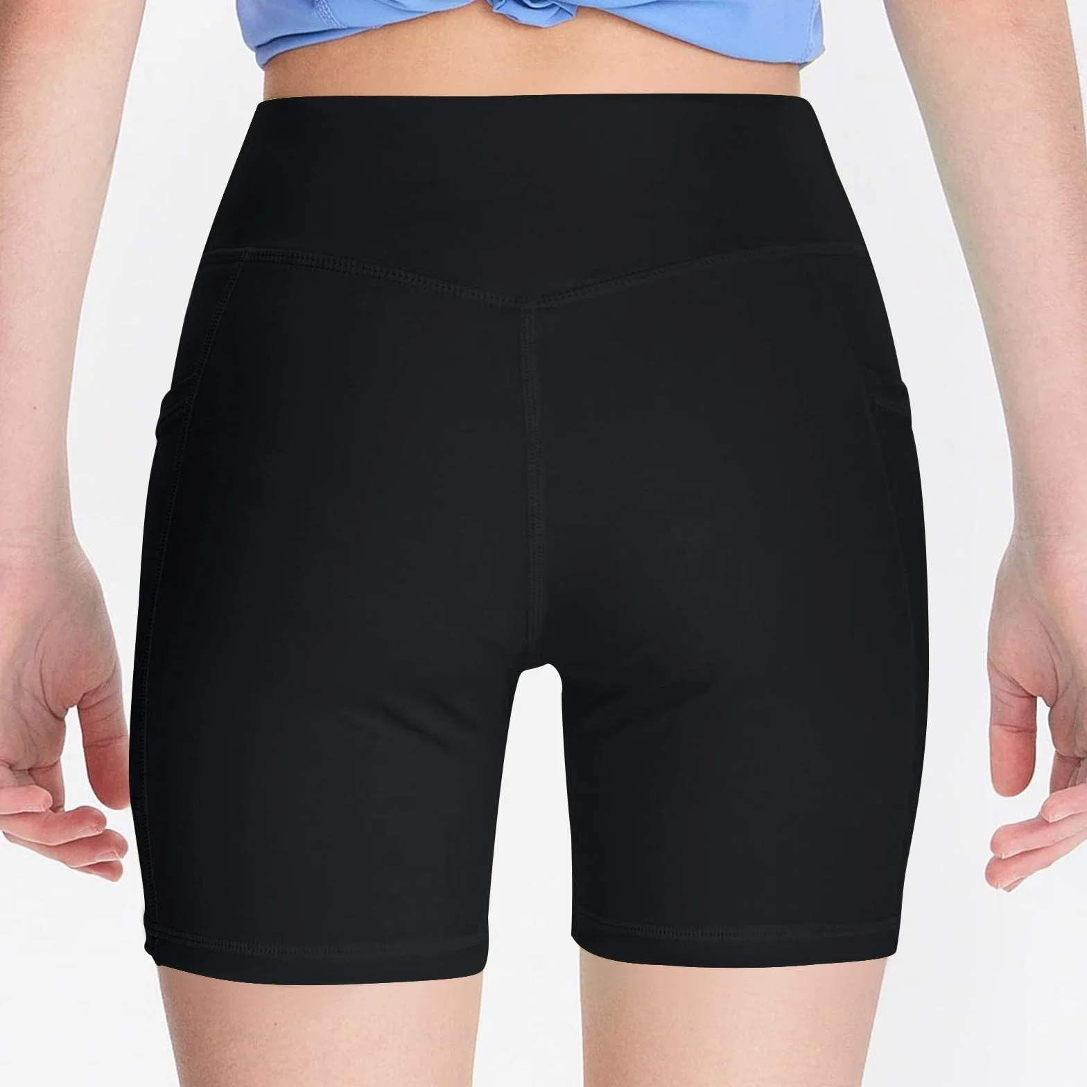 Short de volleyball en élasthanne pour filles avec poche - Short de compression pour jeunes adolescents