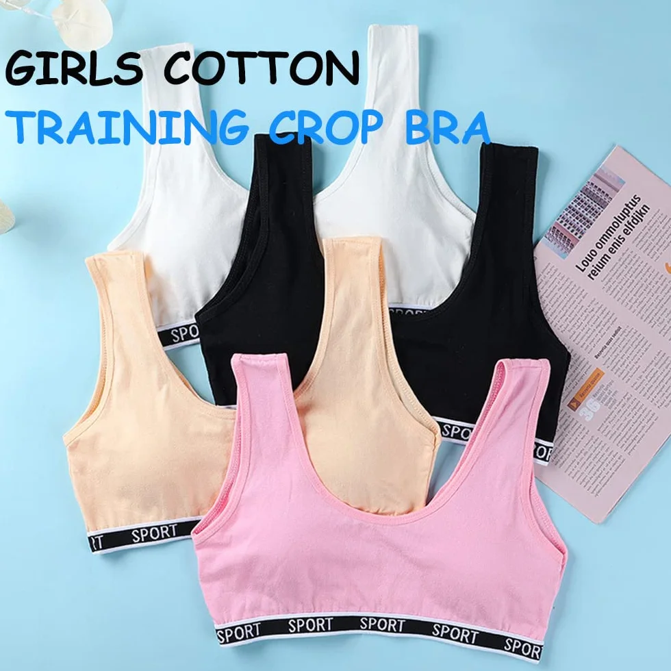 Lot de 5 Brassières Sport Fille Coton Bustier Dos U Débardeur Crop Tops 8-15 Ans