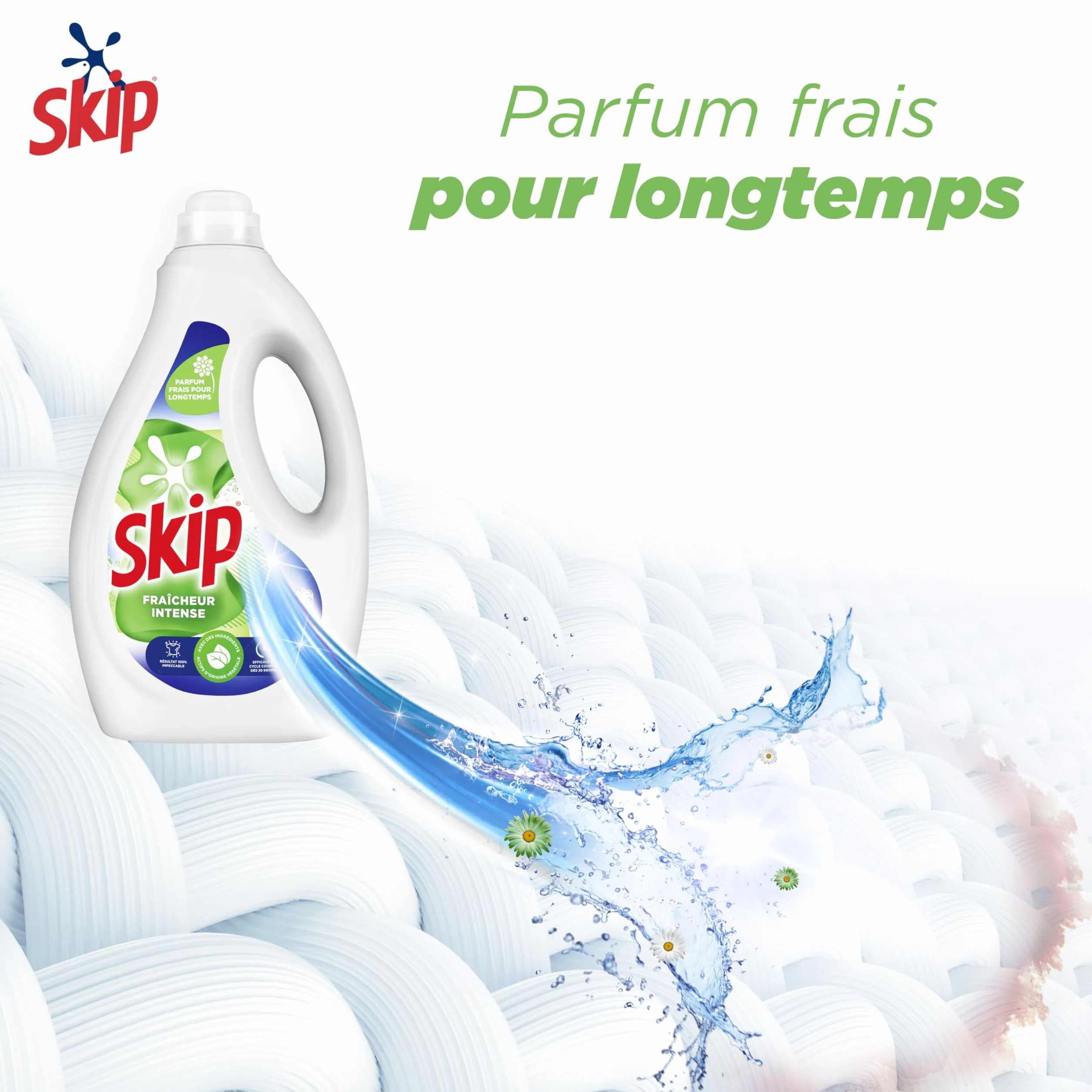 Skip - Lessive Liquide Fraicheur Intense - Action Détachante Efficace - 100% impeccable, éclatant et délicatement parfumé - 2x60 Lavages