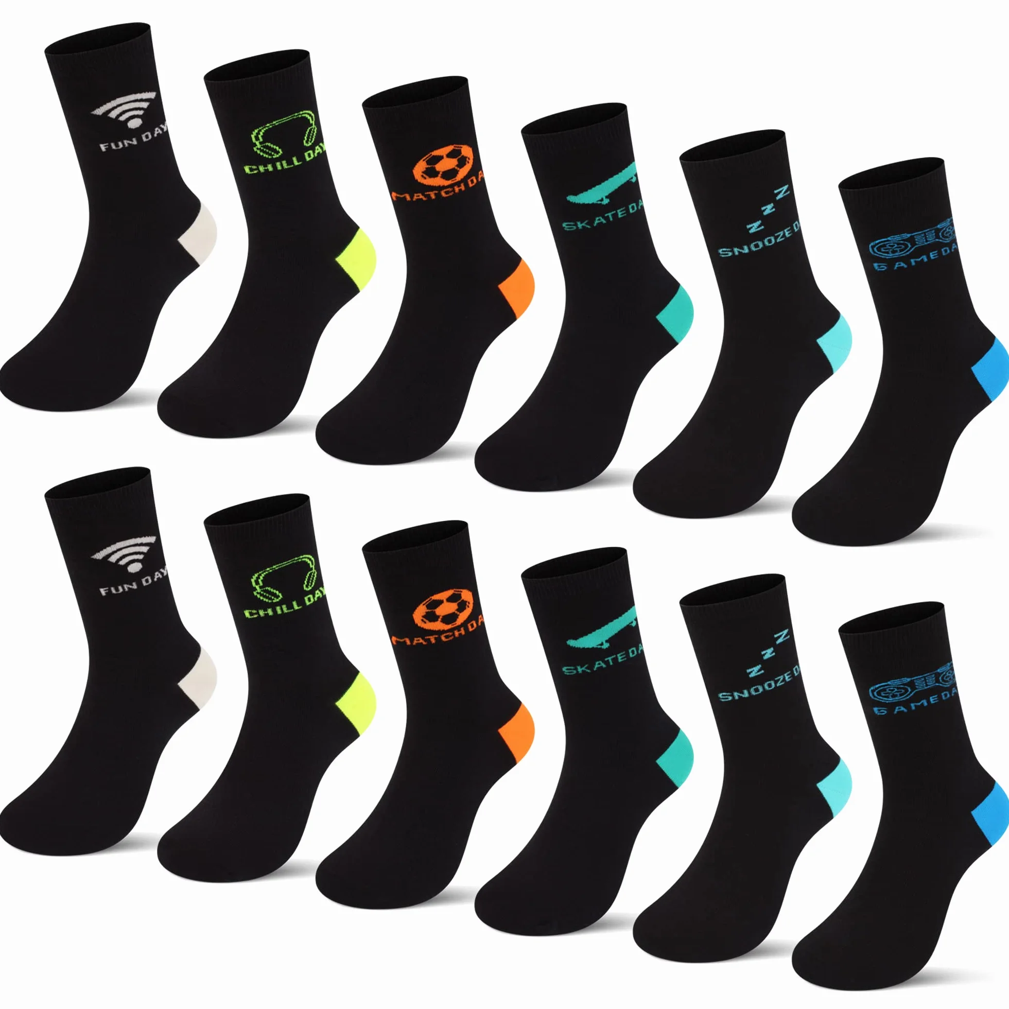 L&K-II 10/12 Chaussettes enfants coton hiver motifs fusée football Dino