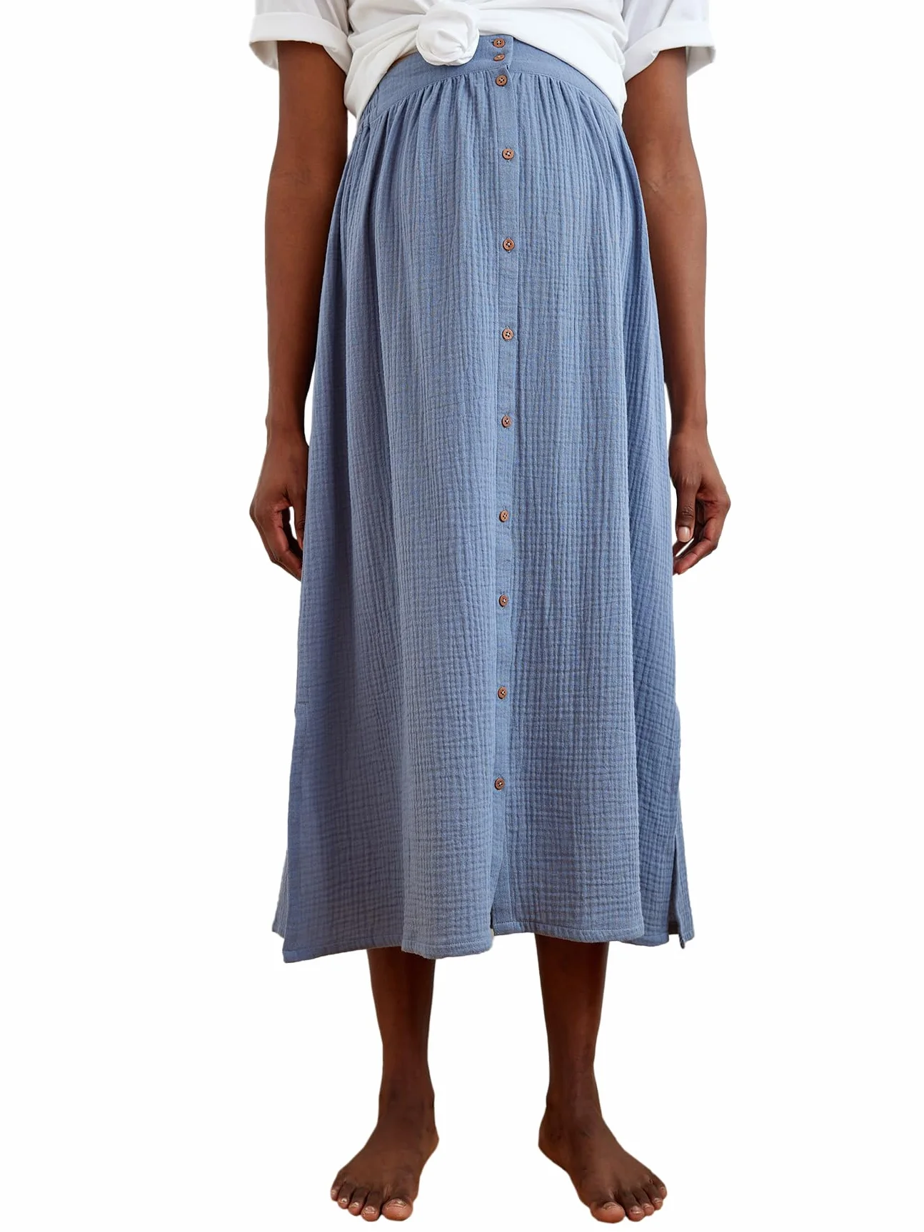 VERTBAUDET Jupe Longue Grossesse Gaze Coton