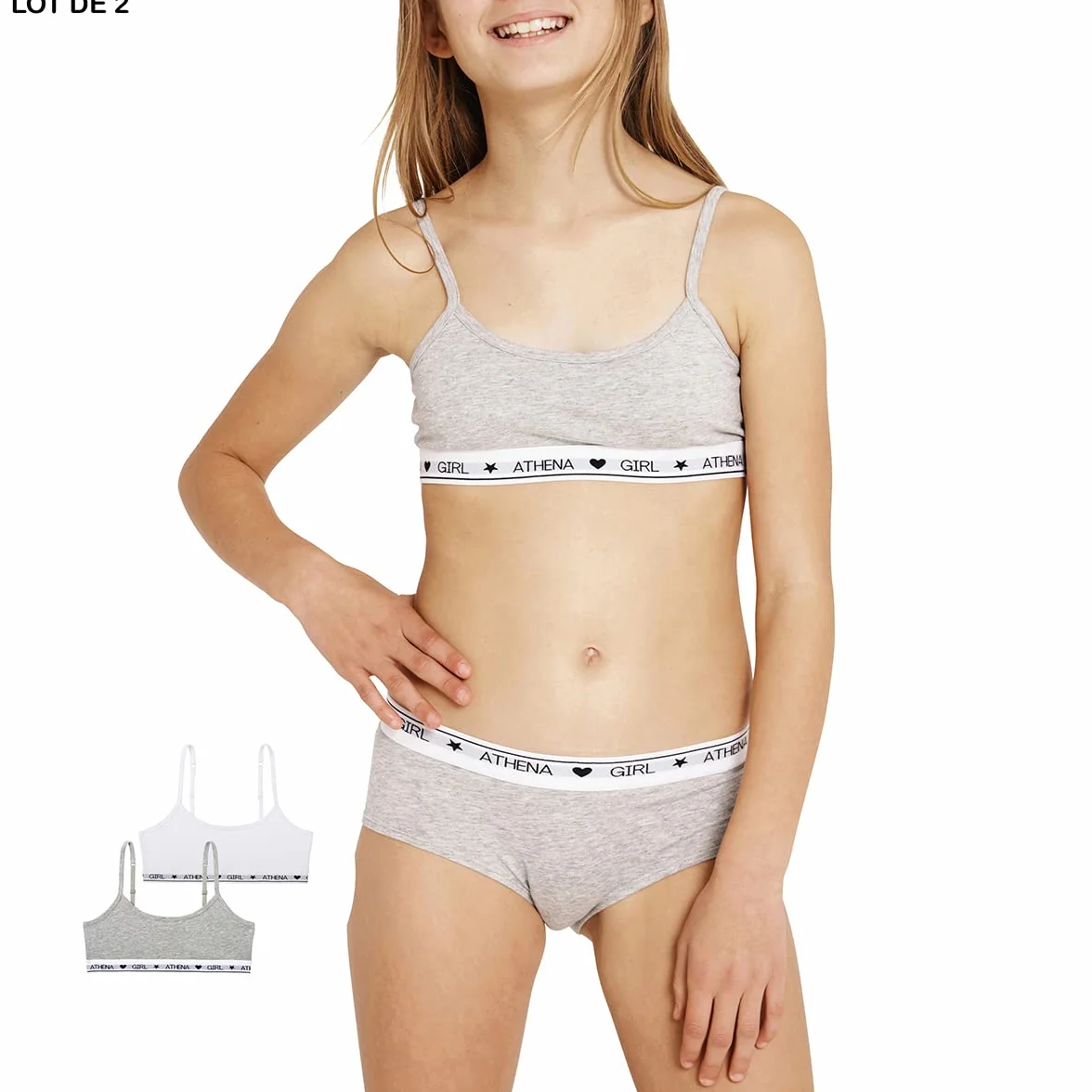 Athena Lot de 2 brassières Fille Coton Ultra Doux