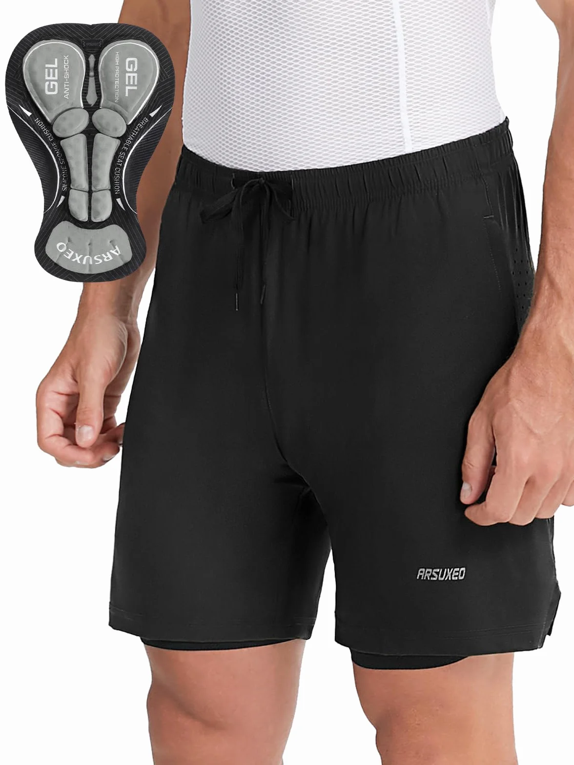 Pantalons de Cyclisme Hommes Coupe Ample Rembourrée Short VTT