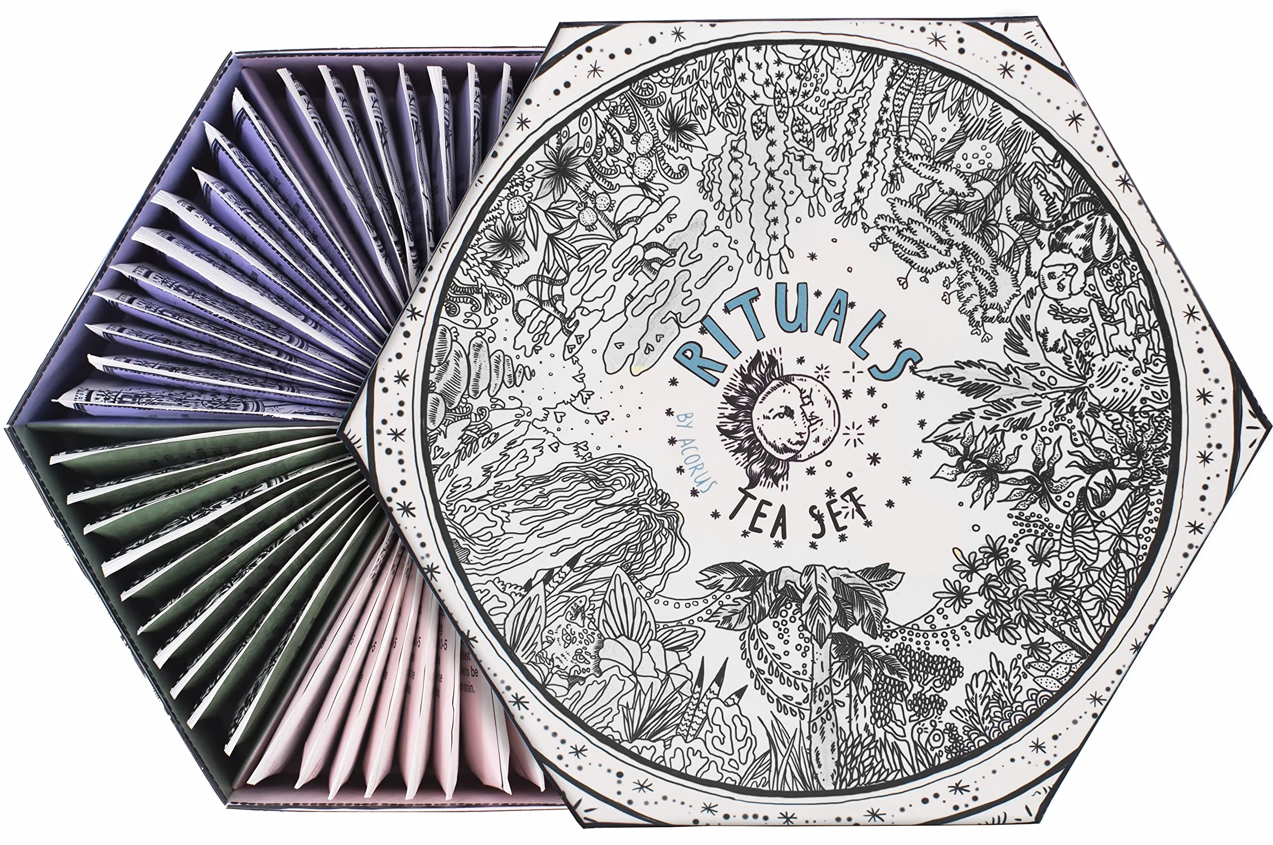 ACORUS | Assortiment de thé Rituals | Coffret cadeau de 6 paniers à thé naturels assortis | Créez vos rituels quotidiens | Grande boîte de sélection | 60 sachets de thé