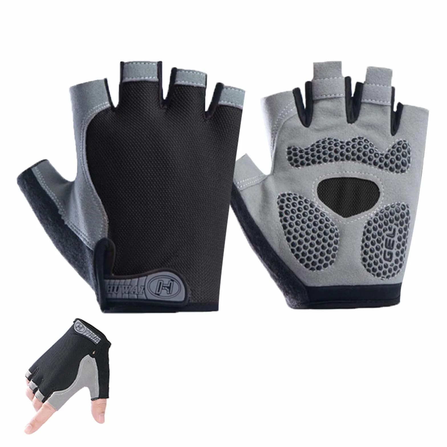Gants Cyclisme Demi-Doigts, Protection Paume Silicone, Antidérapants Absorbant Chocs Respirant pour VTT Gym
