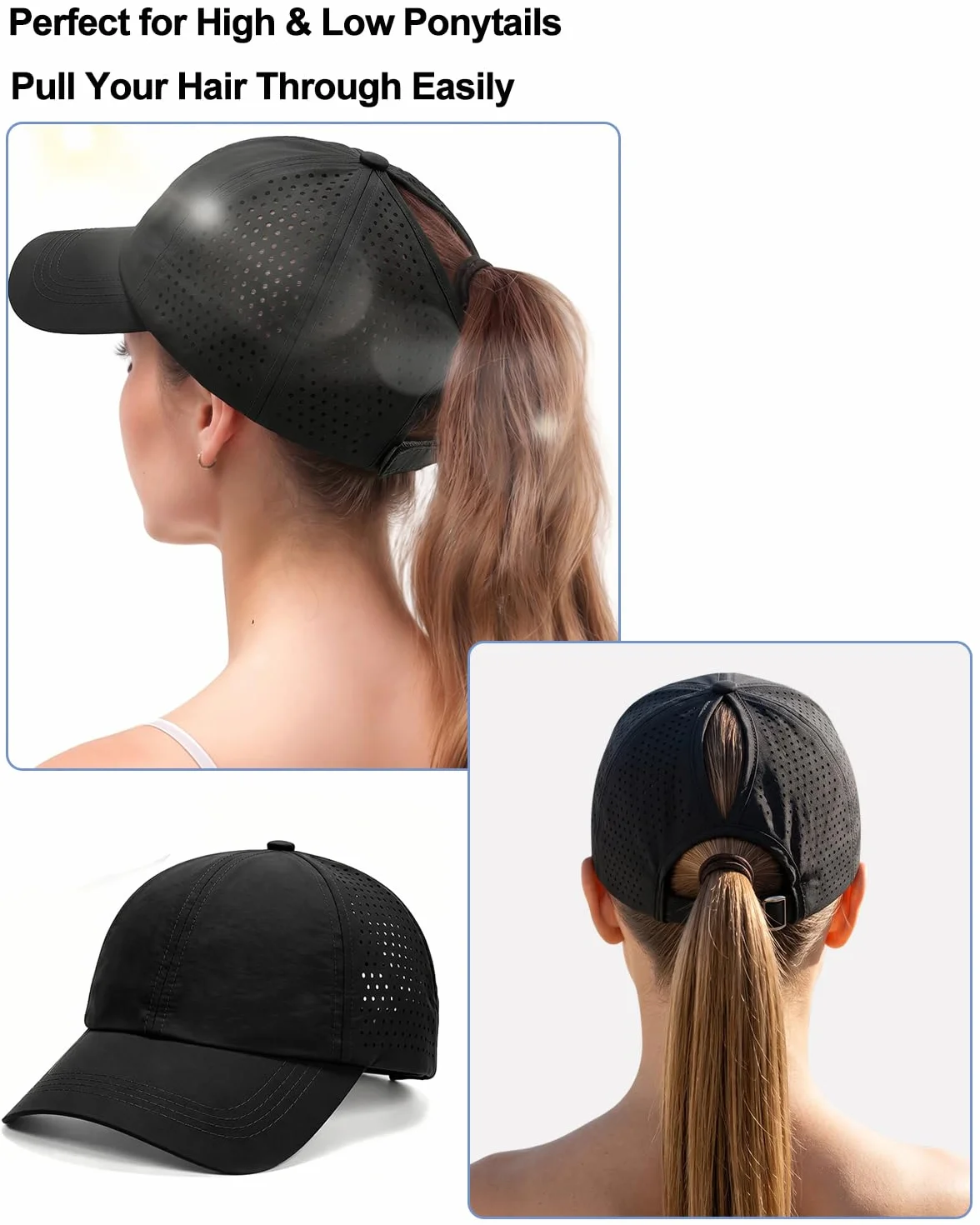 Casquette Queue de Cheval Haute Femme Été Running Sport Respirante Séchage Rapide Réglable