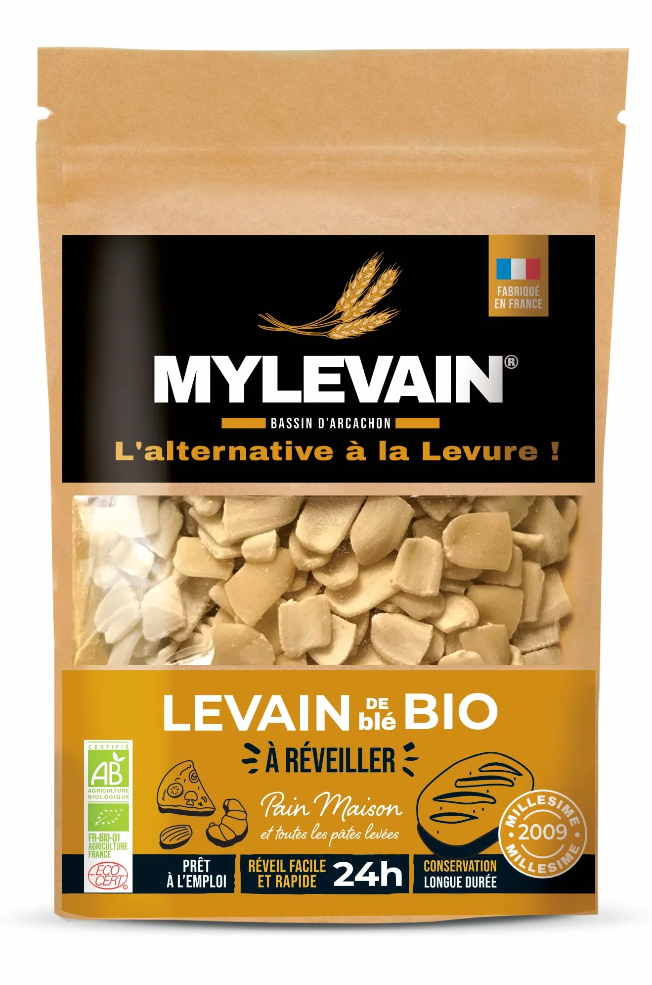 MYLEVAIN Levain Biologique Naturel Français Vivant (Millésime 2009) - Réveil rapide 24H