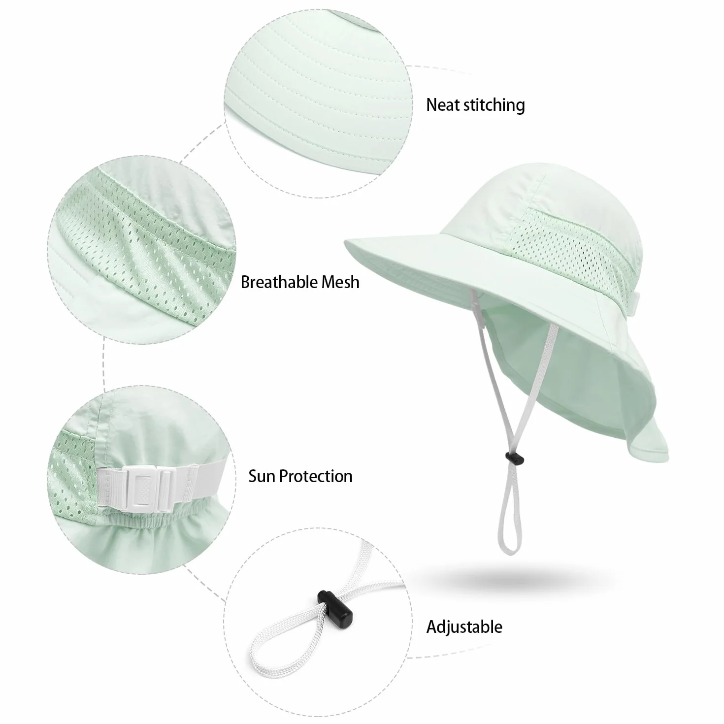 Chapeau De Soleil Bébé UPF 50+ Protection Nuque Large Bord Respirant Été Enfants Garçons Filles